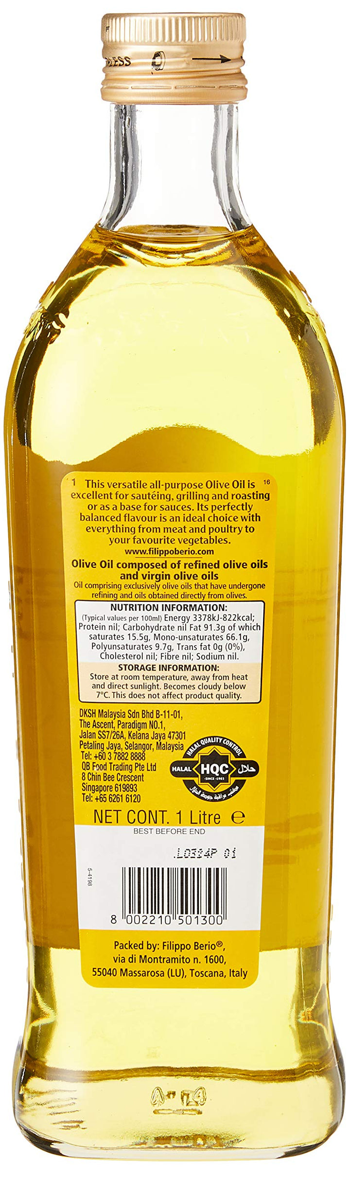 Filippo Berio Classico Olive Oil (1 Litre Glass Bottle)