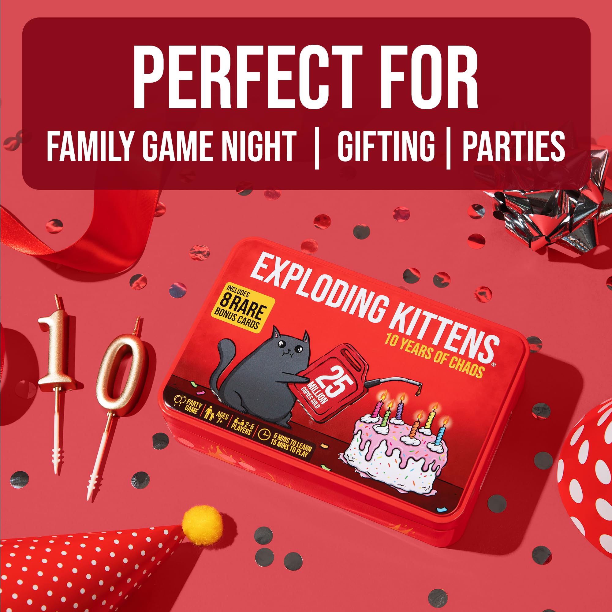 Exploding Kittens 10th Anniversary Tin - Card Game for 2-5 Players, Ages 7+ 5