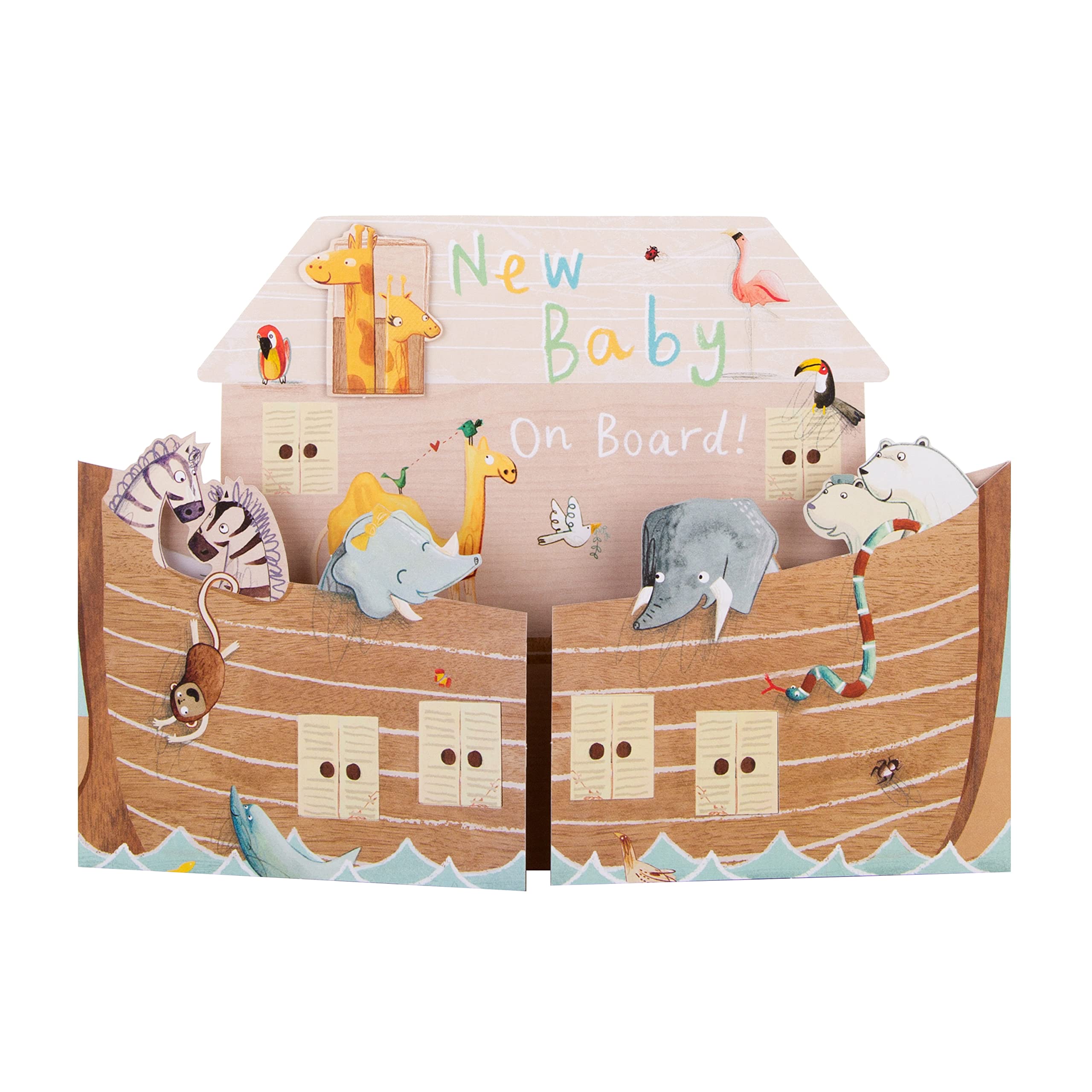 Hallmark New Baby Congratulations Card - 3D Fold-Out Animal Ark Design | 15.9cm x 22.8cm 7