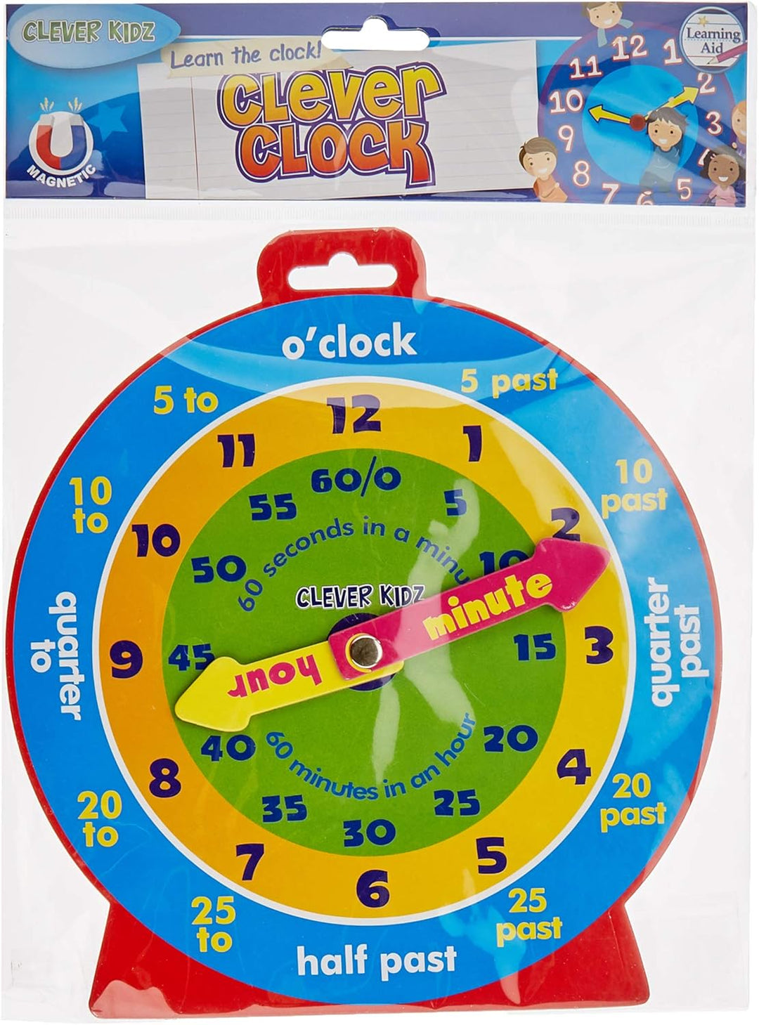 Premier Stationery Clever Kidz Magnetic Clever Clock - Educational Learning Toy for Kids