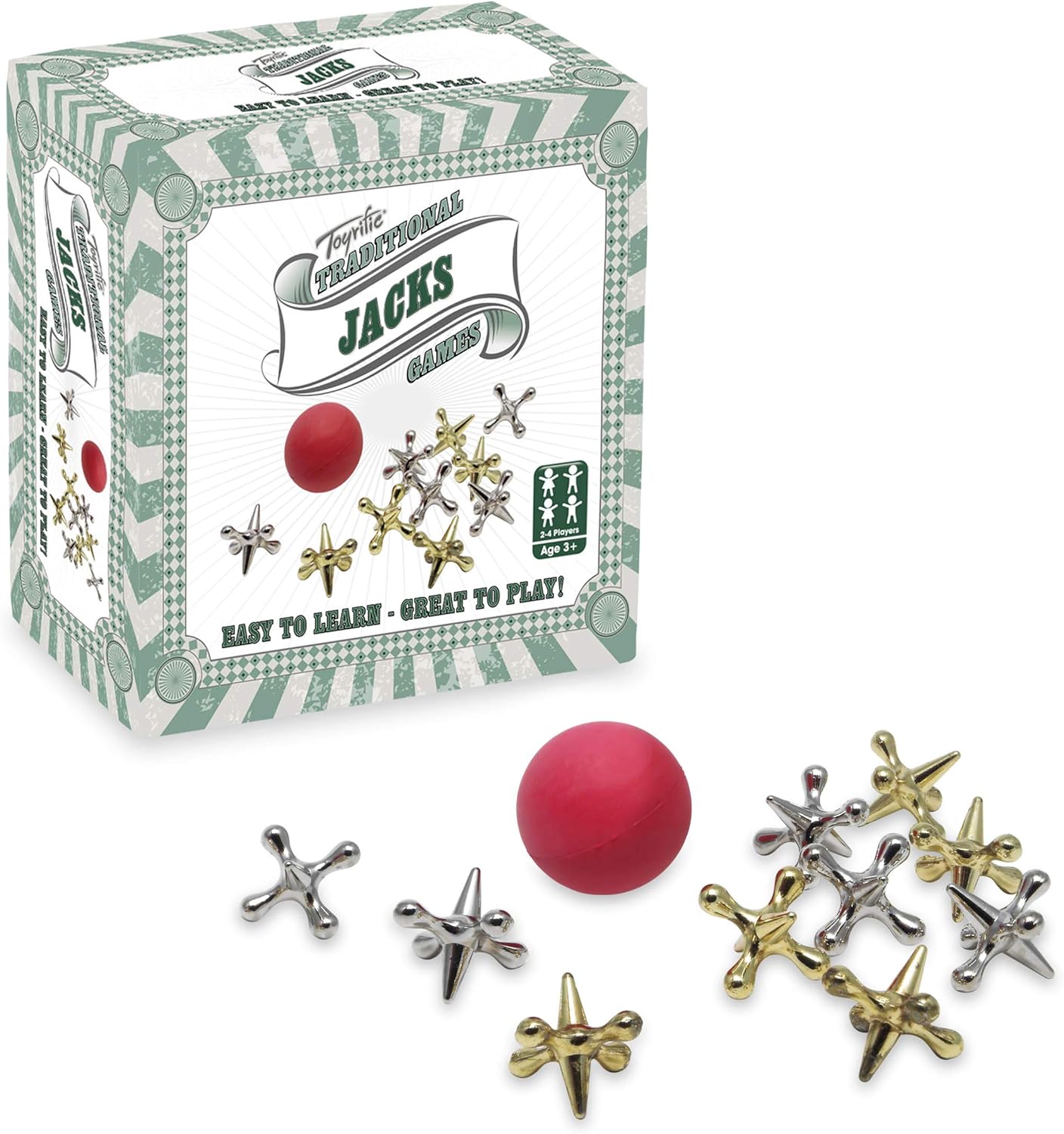 Toyrific Jacks Classic Metal Game Set with 9 Pieces and Ball 1