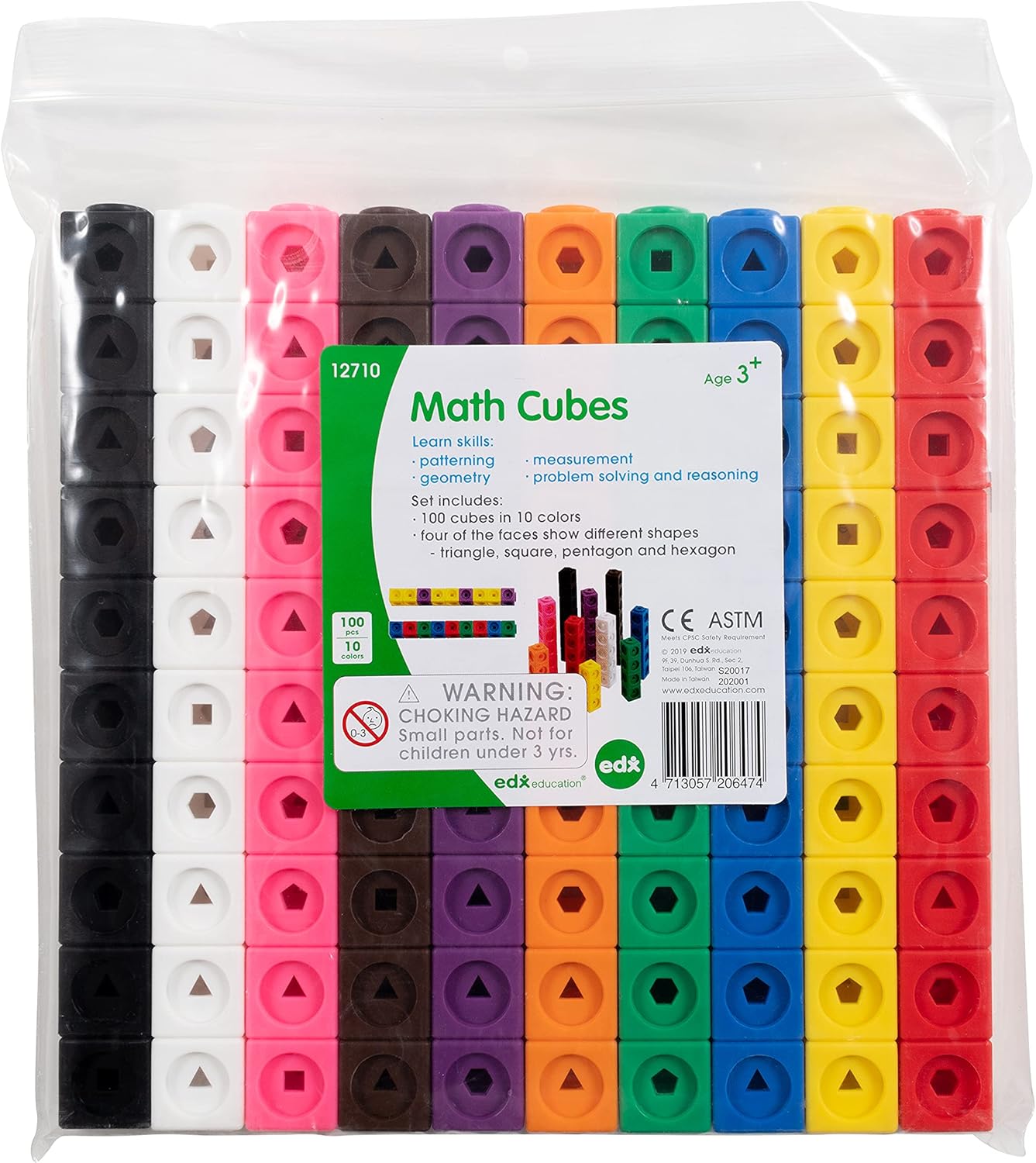 EDX Education Math Cubes – 100-teiliges Verbindungswürfel-Set für frühes Lernen 9