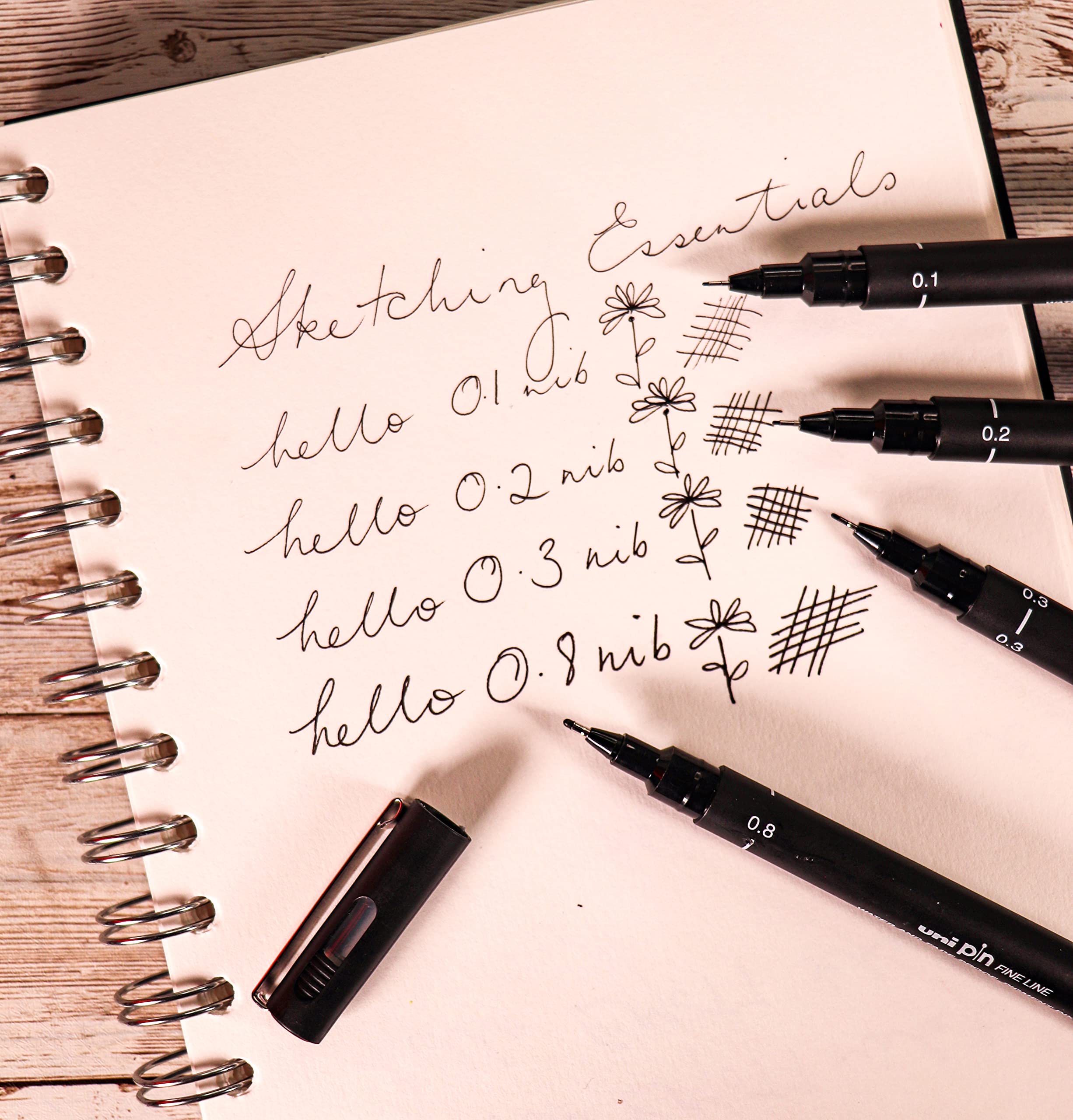 uni-ball PIN Fineliners - Black Ink, 5-Piece Set with 0.1mm to 0.8mm Tips | Fade & Water-Resistant 2