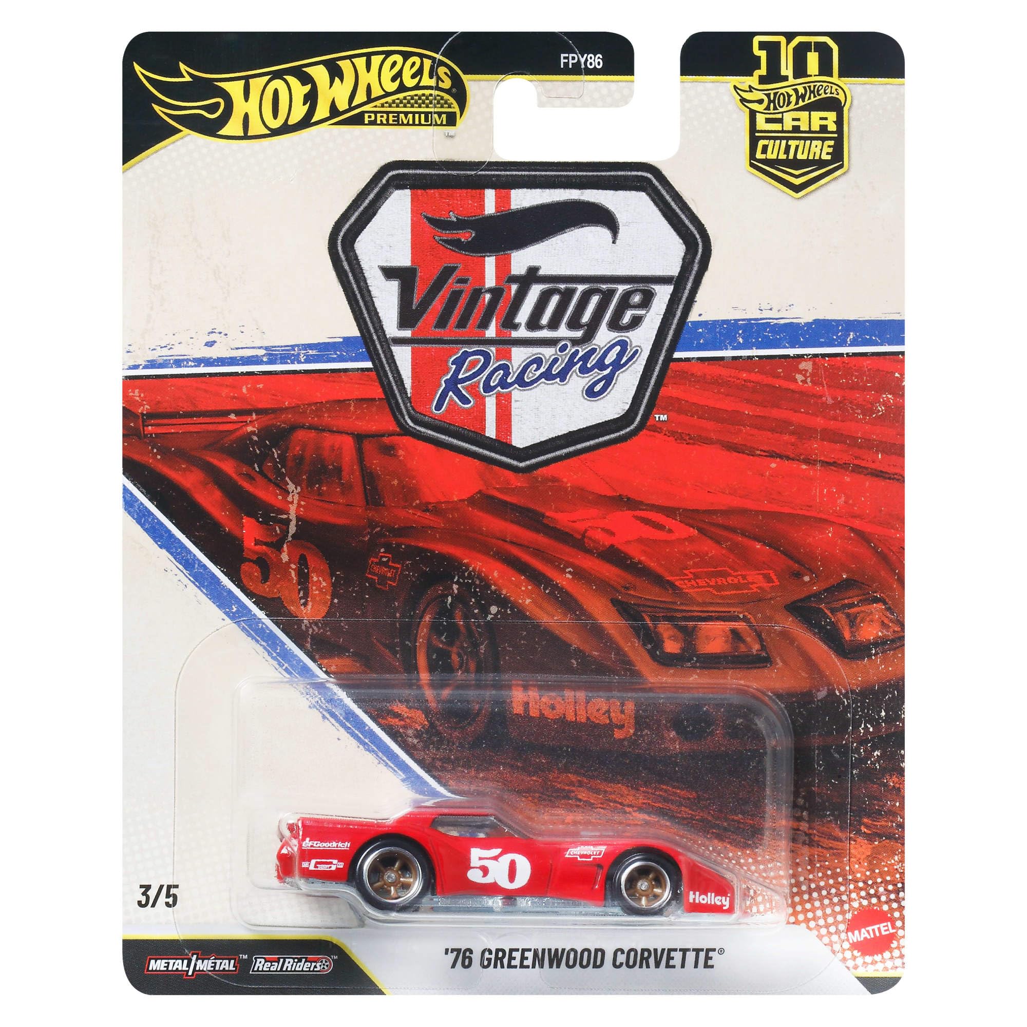 Hot Wheels Premium Car Culture '76 Greenwood Corvette Die-Cast Car | 1:64 Scale | Metal/Metal