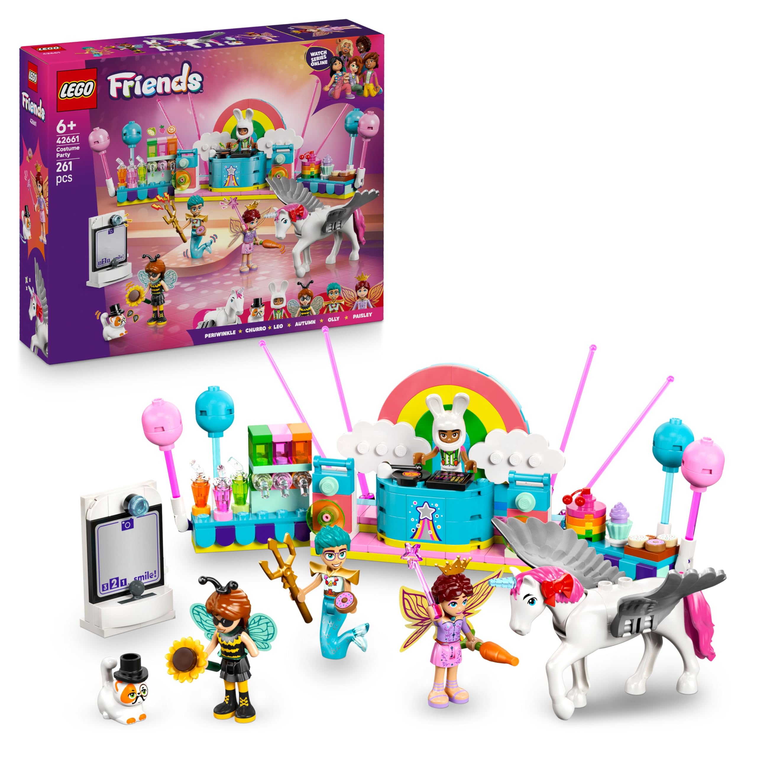 LEGO Friends Costume Party with Unicorn & Fairy Playset | 4 Mini Dolls, 2 Animal Figures | Ages 6+ 1