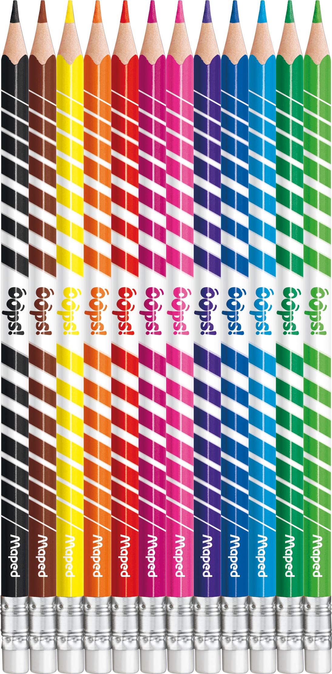 Maped Color Peps Oops Erasable Colouring Pencils - Pack of 12 | Triangular Grip | 2.9mm Lead