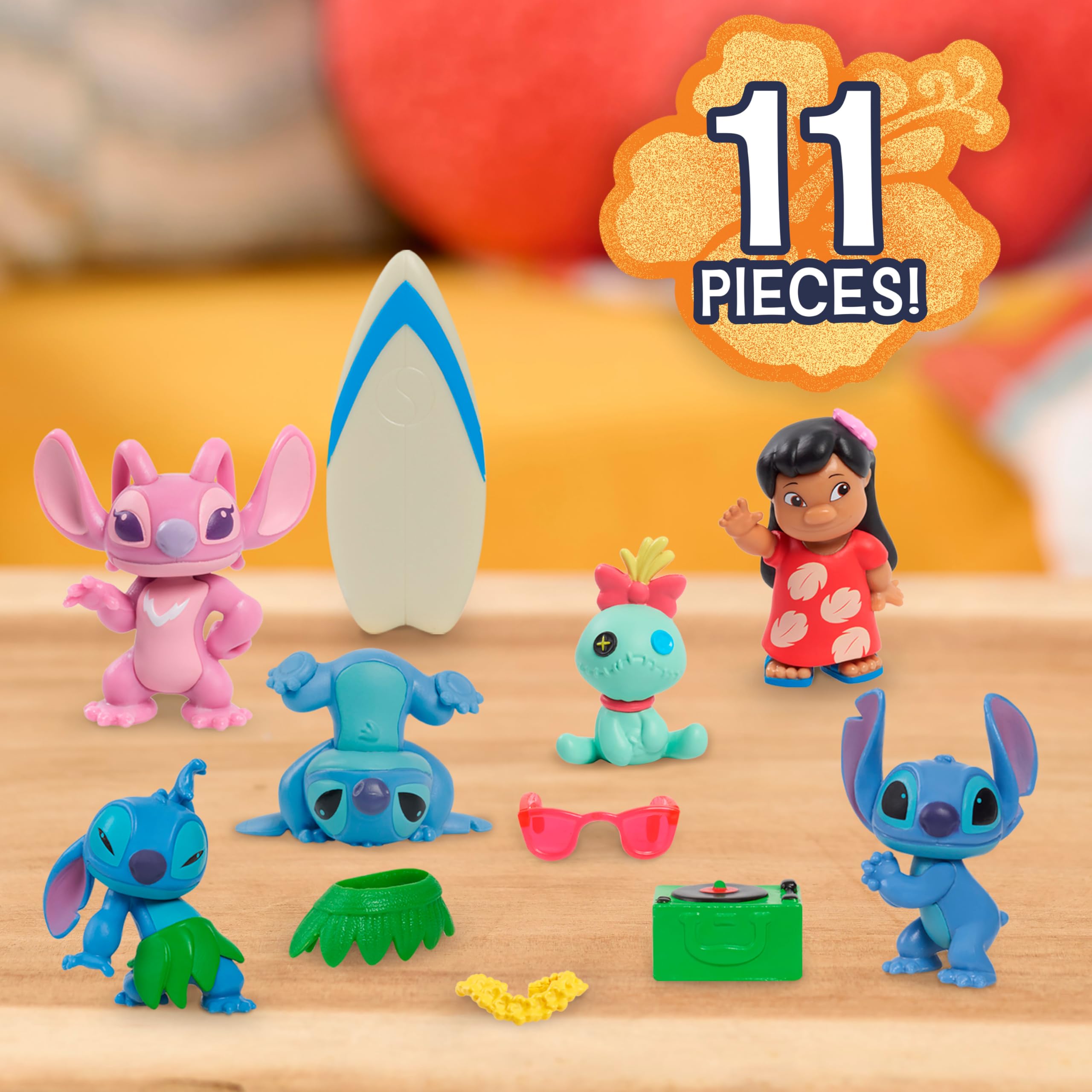 Just Play Disney Stitch Collectible Figure Set with Accessories, 11-Pieces, 5 cm Figurines, Ages 3+ 2