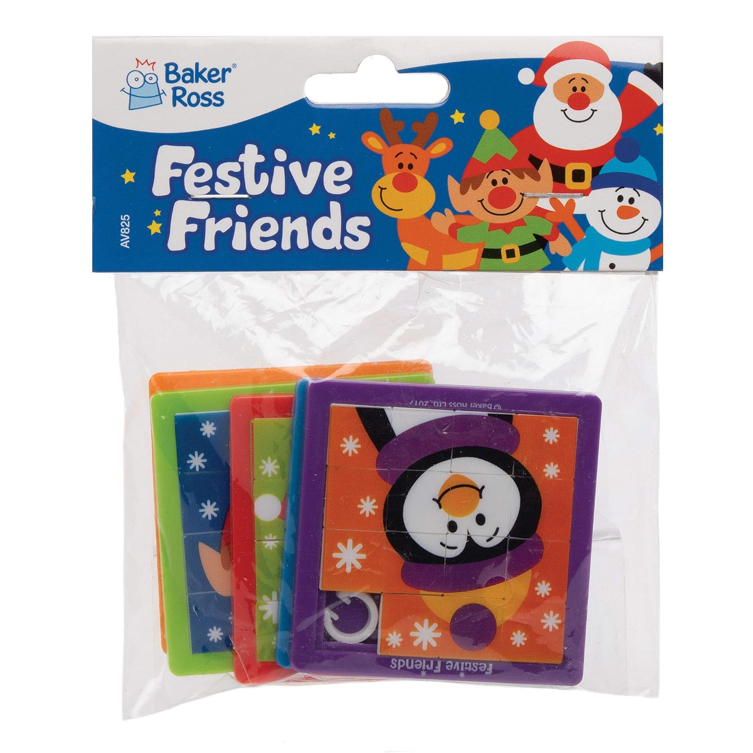 Baker Ross Elf Festive Friends Mini Sliding Puzzle Games - Pack of 5 Christmas Novelty Toys for Kids 4