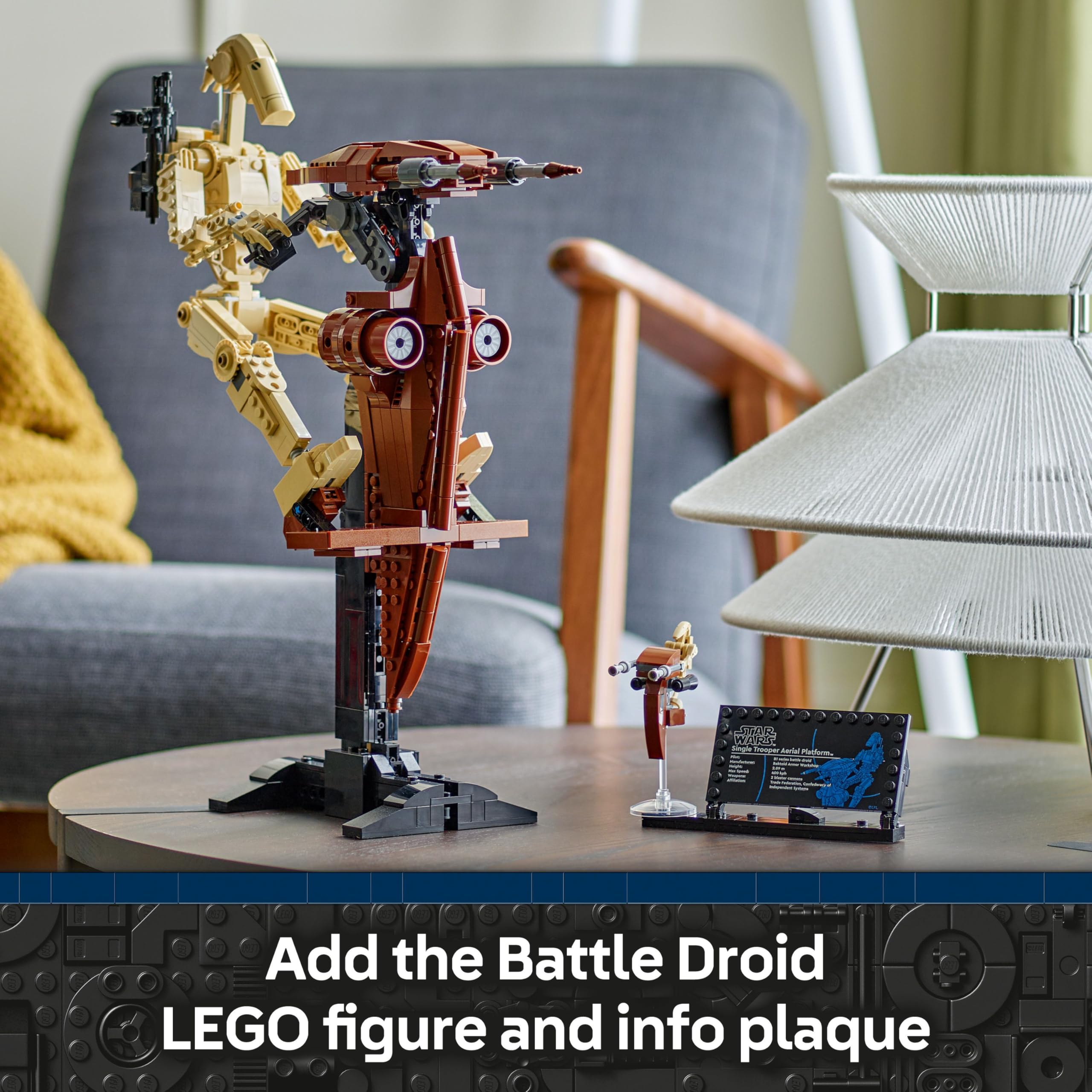 LEGO Star Wars 75428 Battle Droid with STAP Speeder - Buildable Display Model for Ages 12+