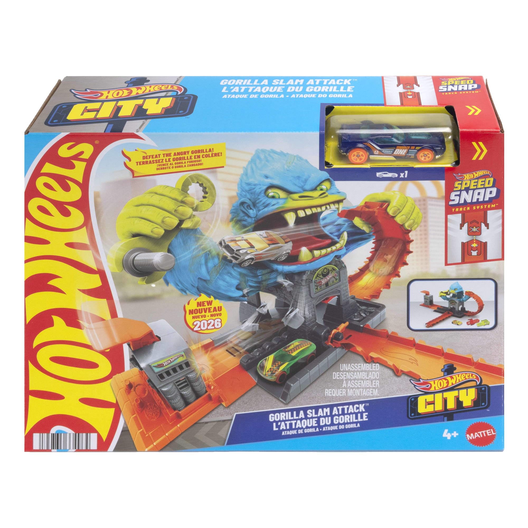 Hot Wheels City Gorilla Slam Attack Playset with 1:64 Scale Die-Cast Car | Model JHL92 5