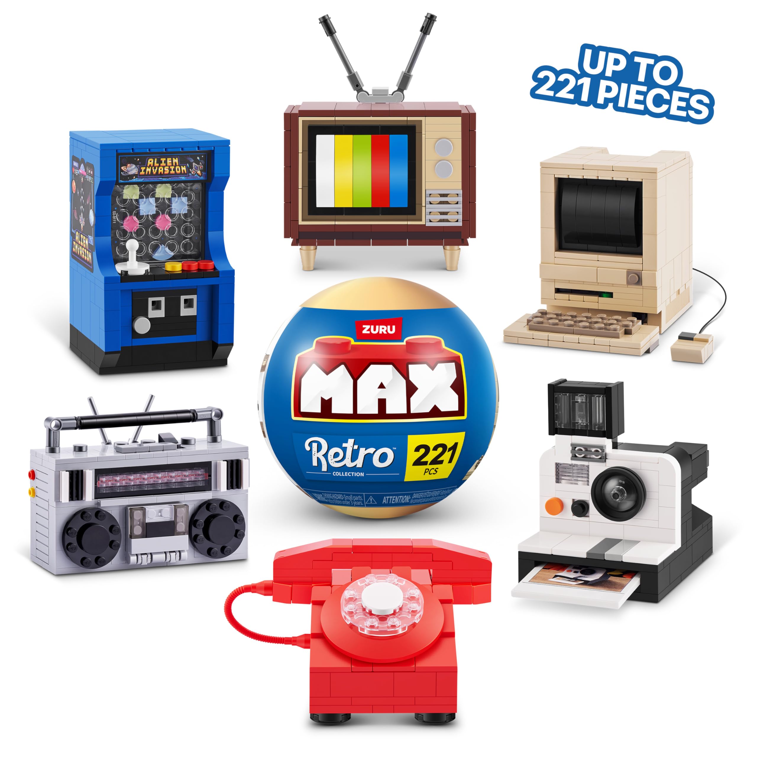 MAX Premium Retro Building Bricks - Telephone Design, 256-Piece Collectible Set for Ages 3+ 9