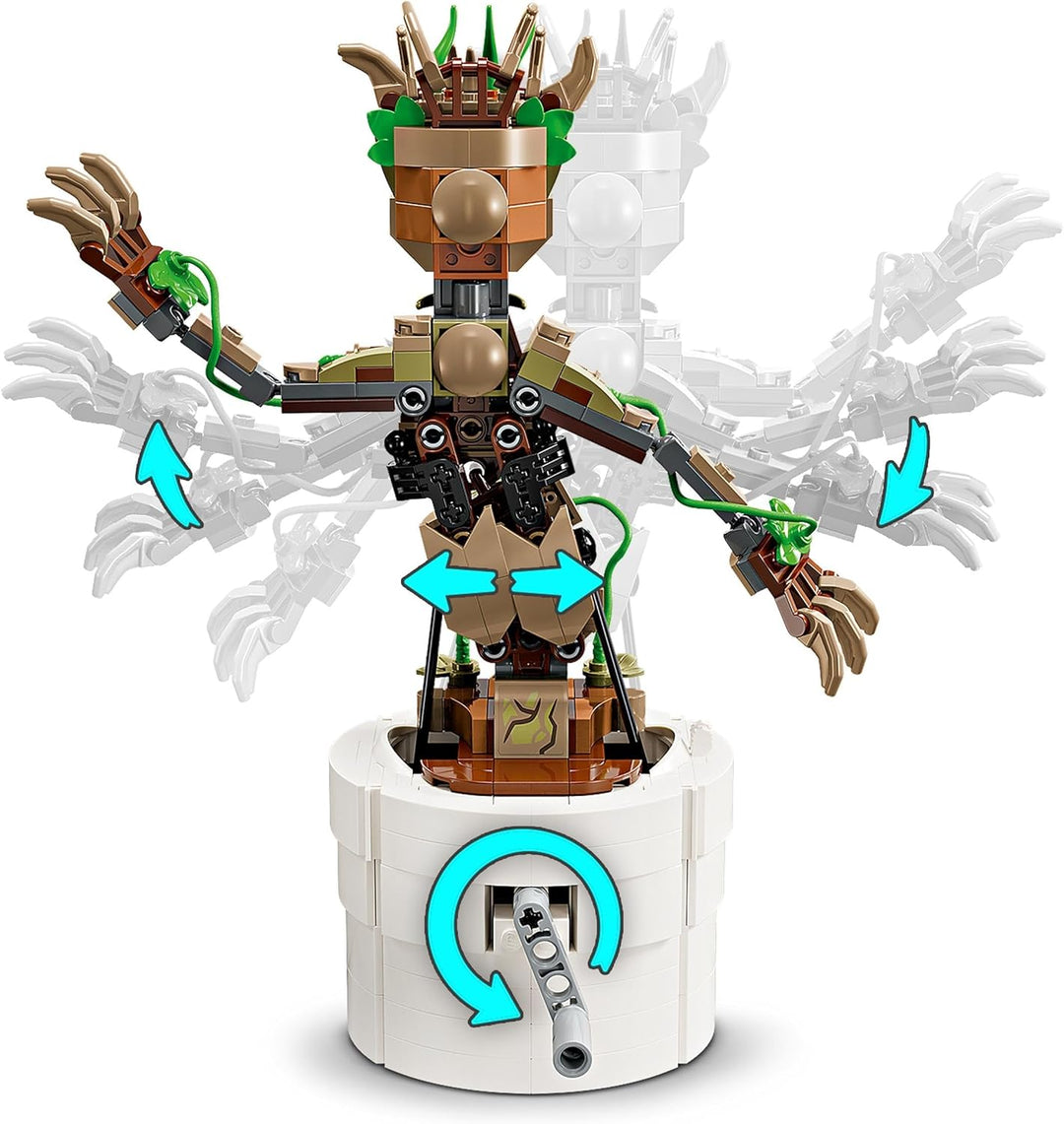 LEGO Marvel Dancing Groot Buildable Action Figure - Interactive Posable Toy with Handle-Activated Dance Function