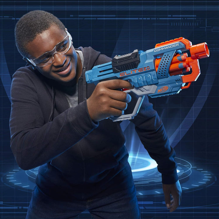 Nerf Elite 2.0 Commander RD-6 Blaster - 6-Dart Drum, Slam Fire, Tactical Rails - Ages 8+