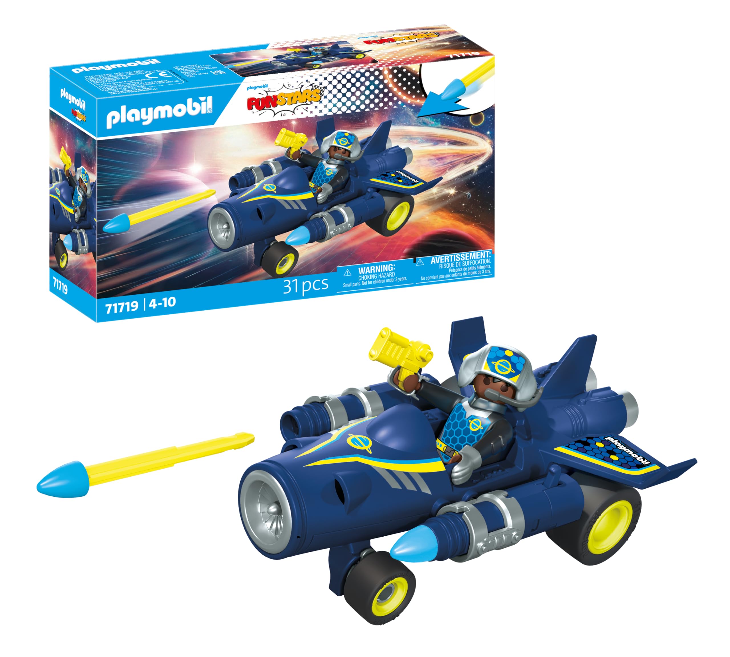 Playmobil Fun Stars Racing Space Jet - Pull-back Motor, Shooting Function | Ages 4+ | Model 71719 1