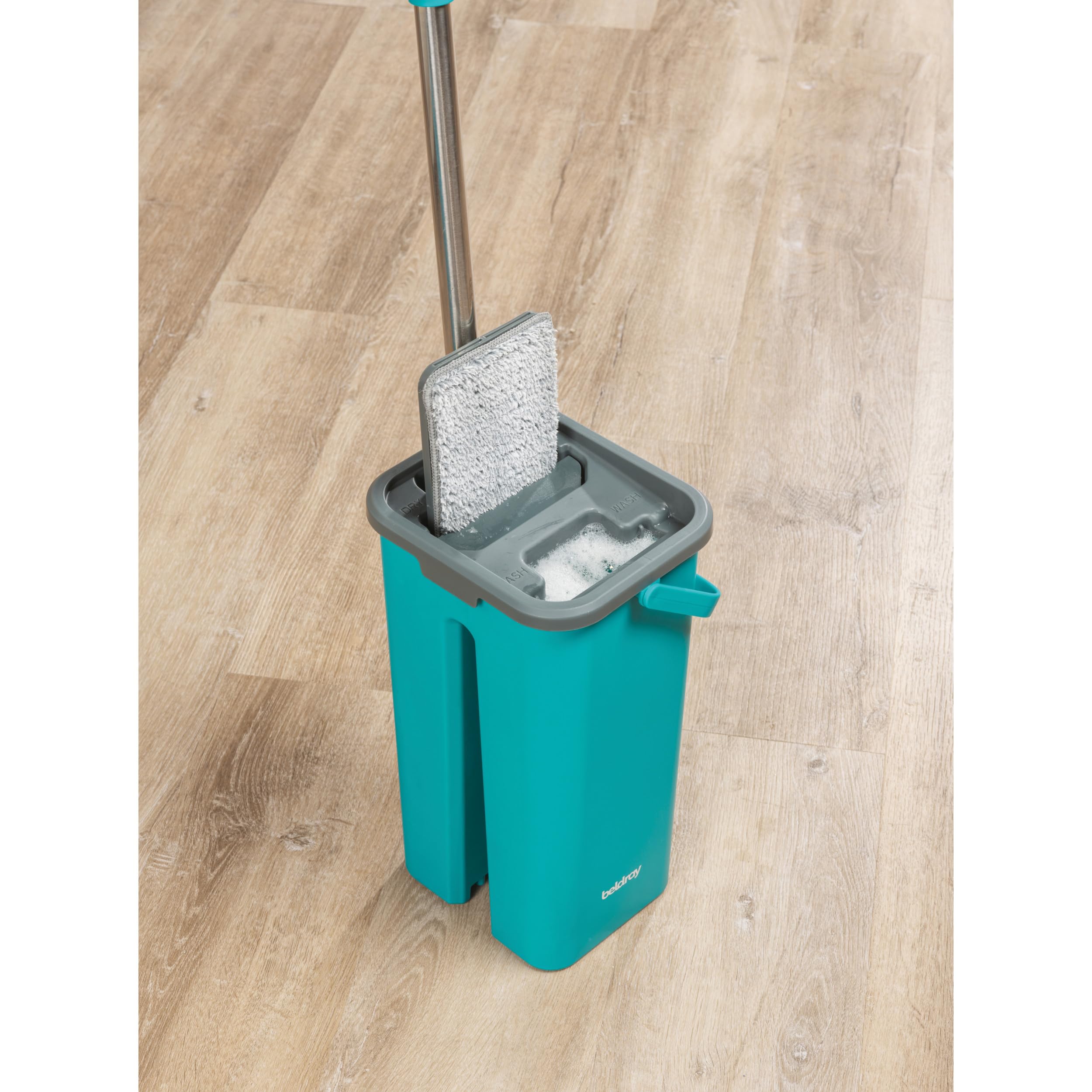Beldray AntiBac Flat Head Mop & Bucket Set - 5L Capacity | Built-In Wringing | Microfiber Pads 3