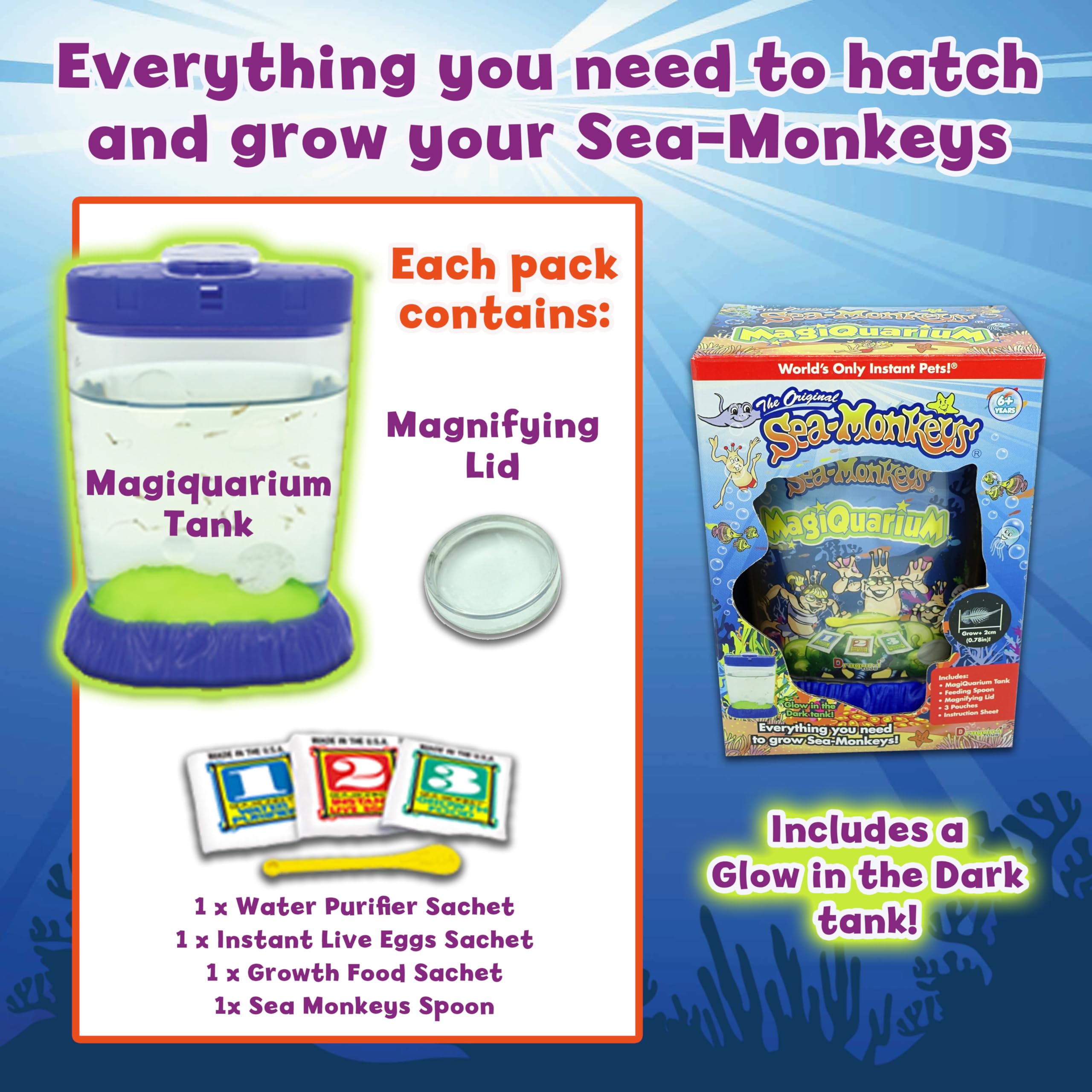 Sea Monkeys Glow in the Dark Magiquarium - Educational Science Kit for Kids 6+ 8