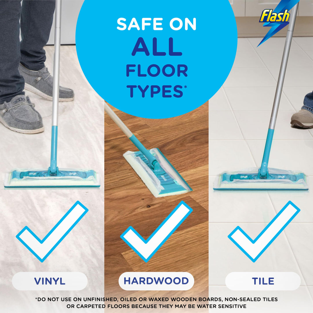 Flash - Speedmop Floor Cleaner Starter Kit with 1 Handle, 8 Wet & 16 Dry Refills