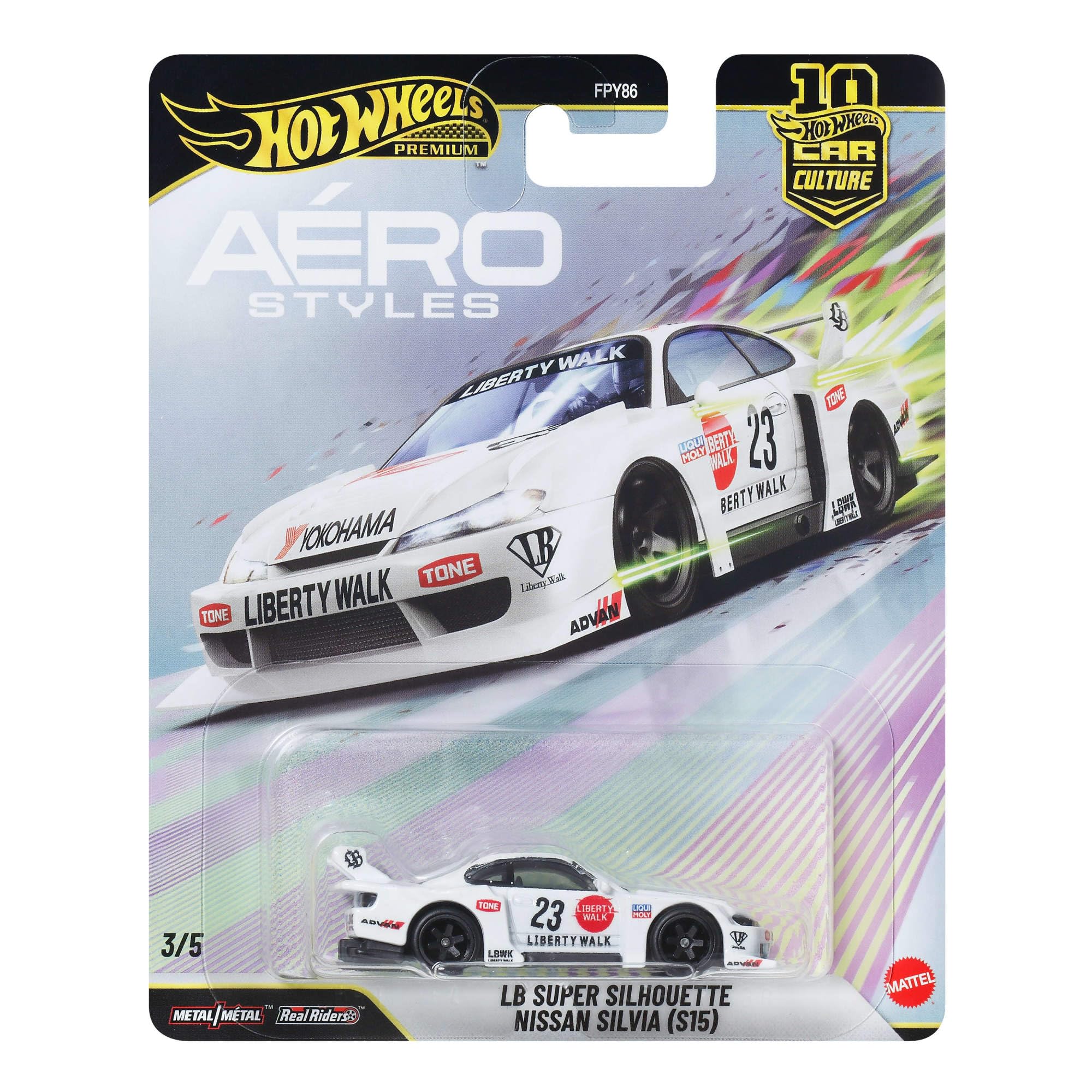 Hot Wheels Premium Car Culture LB-Super Silhouette Nissan Silvia (S15) - 1:64 Scale Die-Cast Car | Metal/Metal Body | Real Riders Tires 1