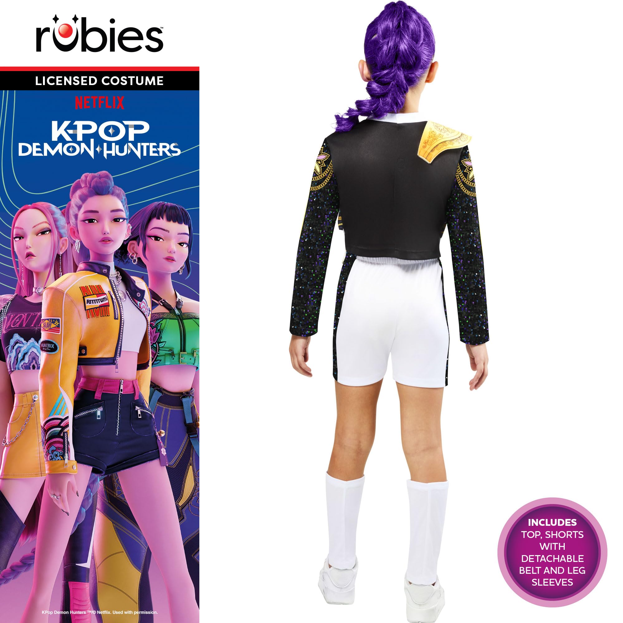 Rubies K-Pop Demon Hunters Rumi Golden Hybrid Child Costume - Size 7-8 Years | Polyester 2