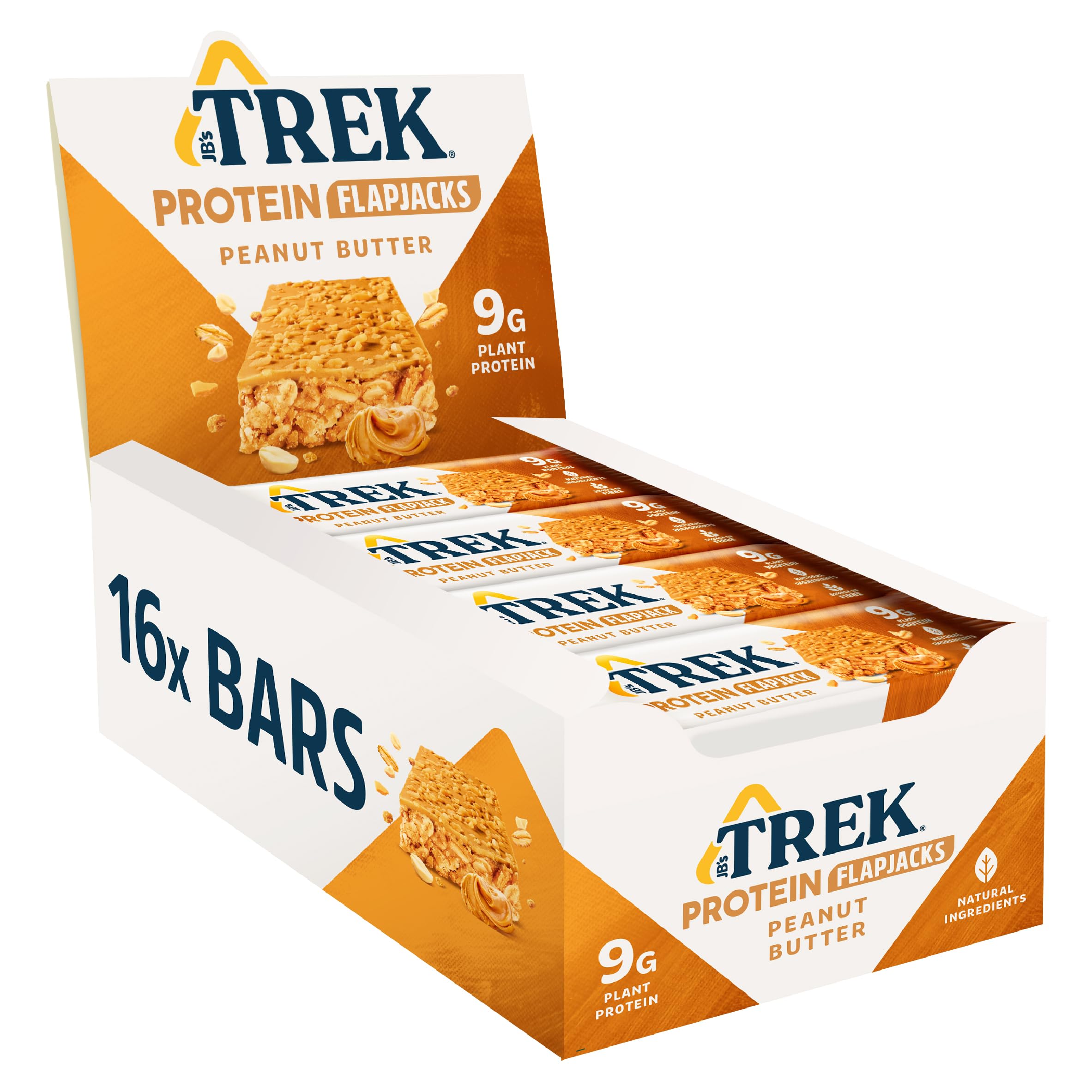 JB's TREK High Protein Flapjack Peanut Butter - Gluten Free Plant Based Protein Bar 1