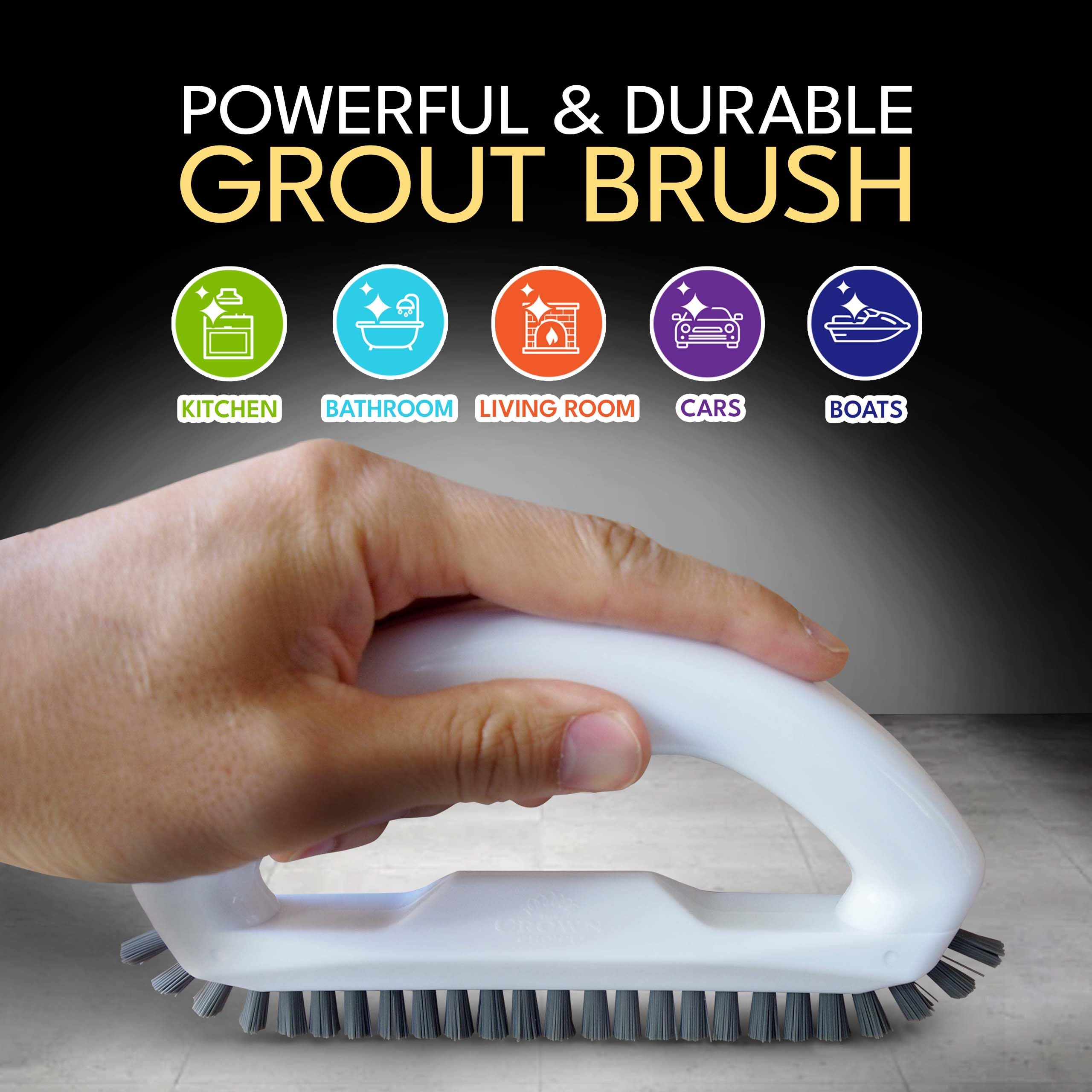 The Crown Choice Grout Cleaner Brush - Stiff Angled Bristles for Tile & Corner Cleaning | Heavy Duty Nylon