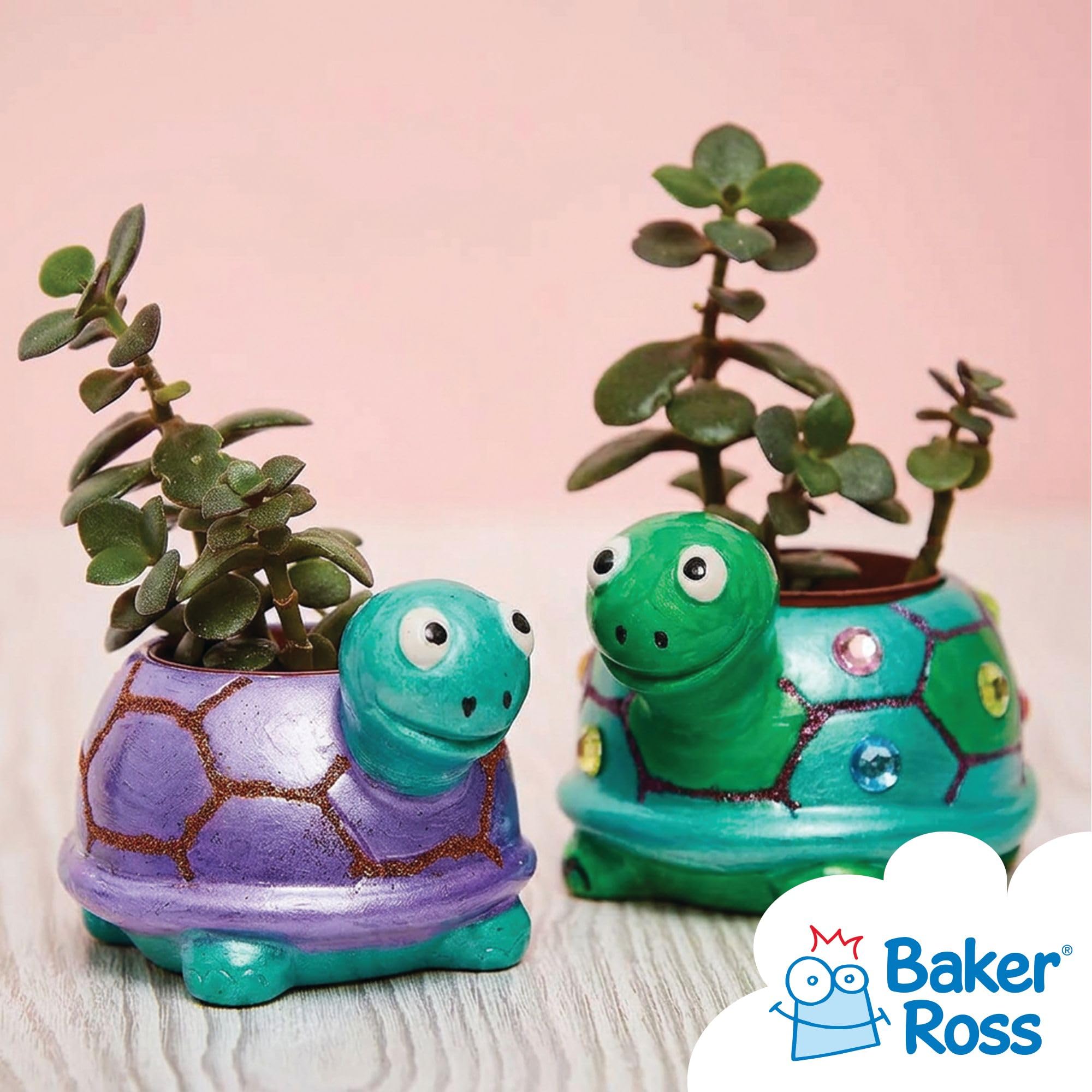 Baker Ross Tortoise Ceramic Flowerpots - Paint Your Own Craft Kit (Set of 2) 4