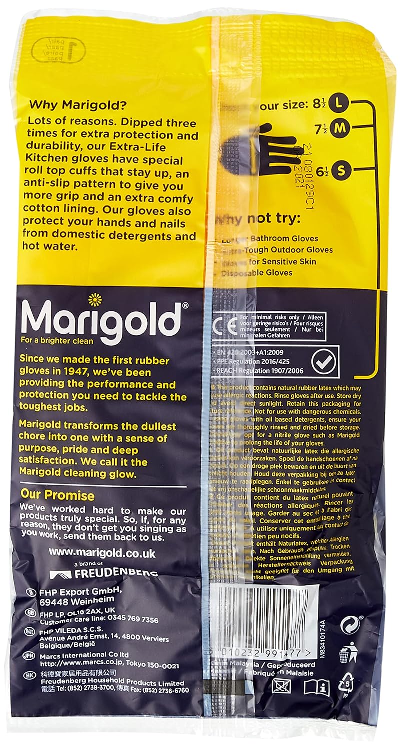 Marigold - Extra-Life Küchenhandschuhe Medium, 6er-Pack, Gelb 3