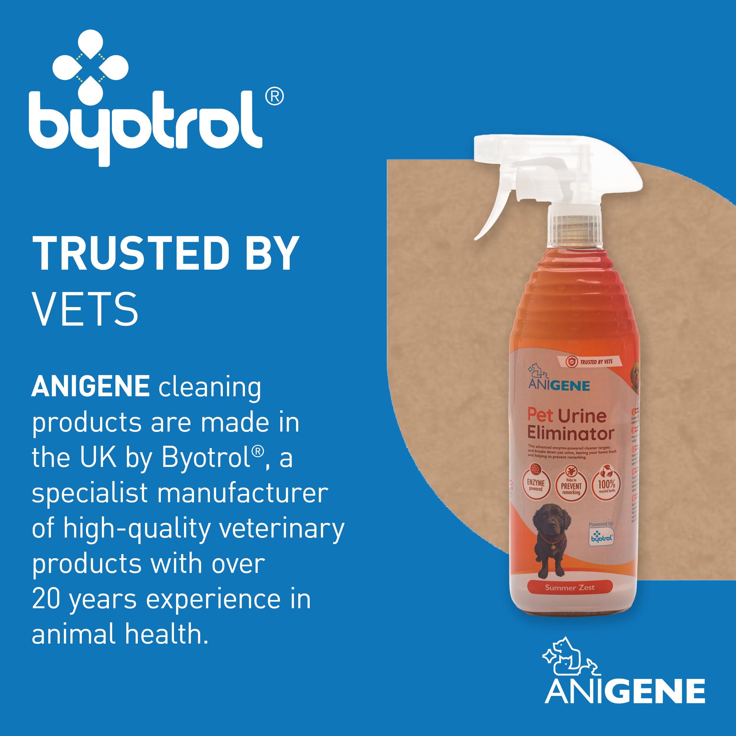 Byotrol ANIGENE Pet Urine Eliminator Spray - Enzyme Powered Stain Removal | 750ml Summer Zest 5