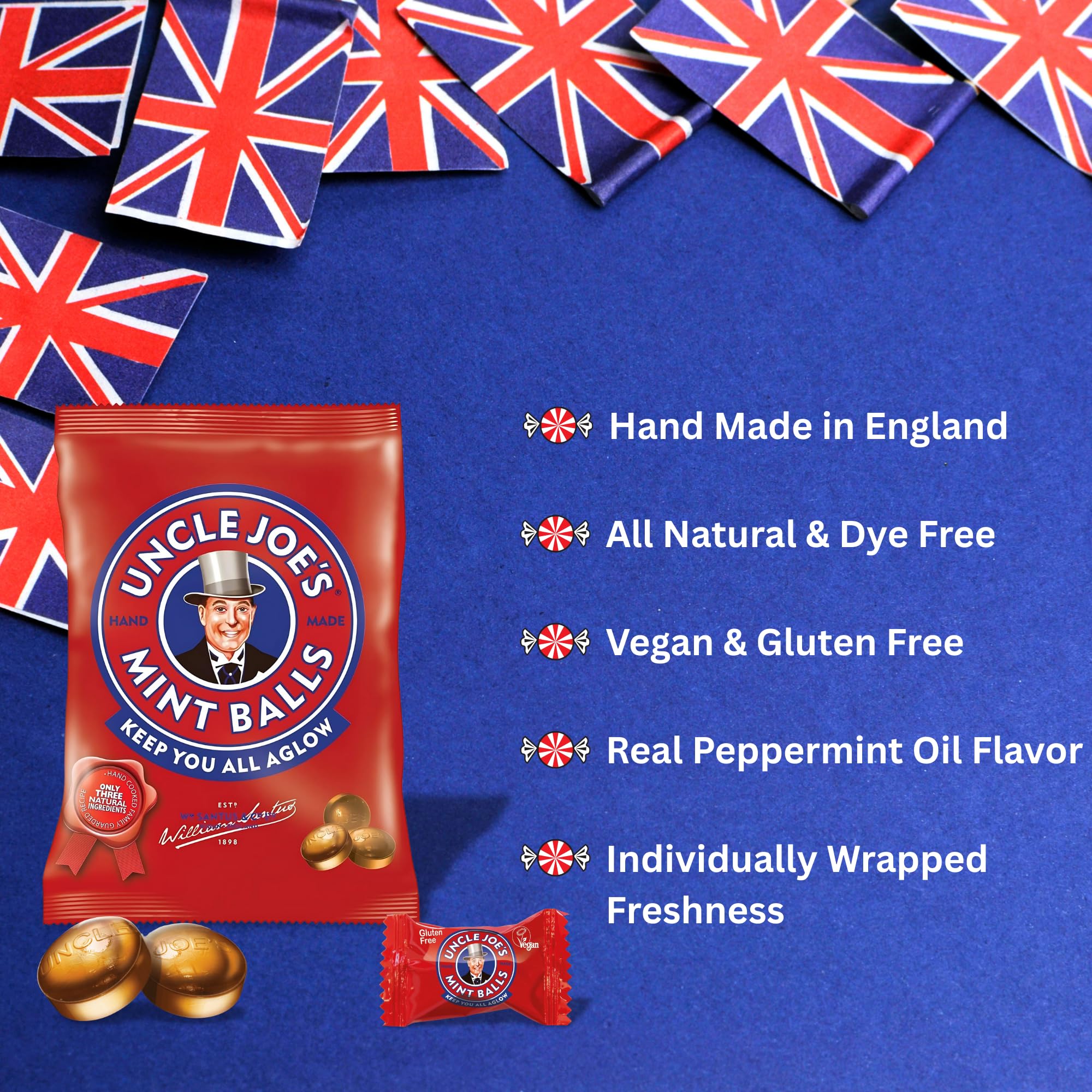 Uncle Joe's Mint Balls 90g Beutel - Traditionelle englische Minzbonbons 7