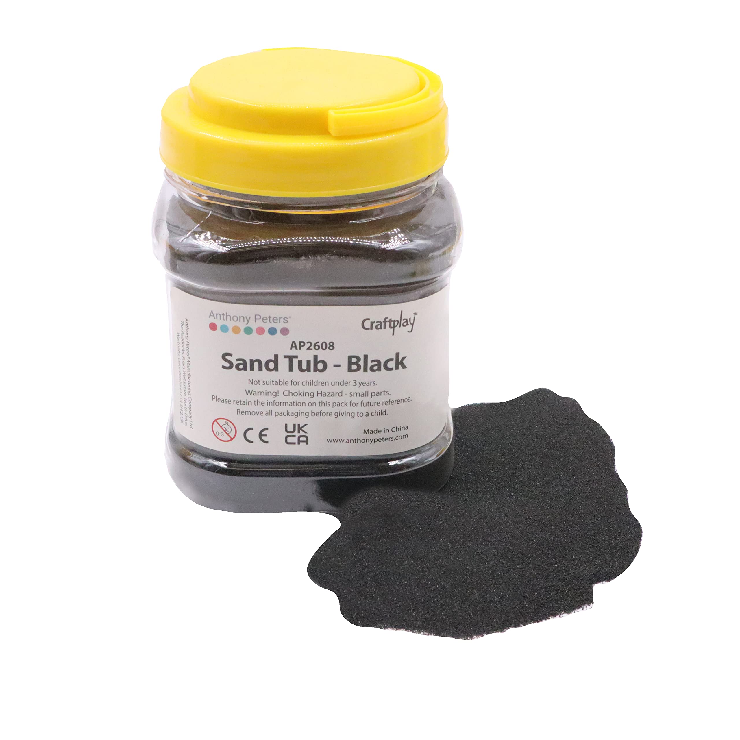 Craftplay - Coloured Sand Art | 1 KG Tub of Free Flowing Black Sand 1