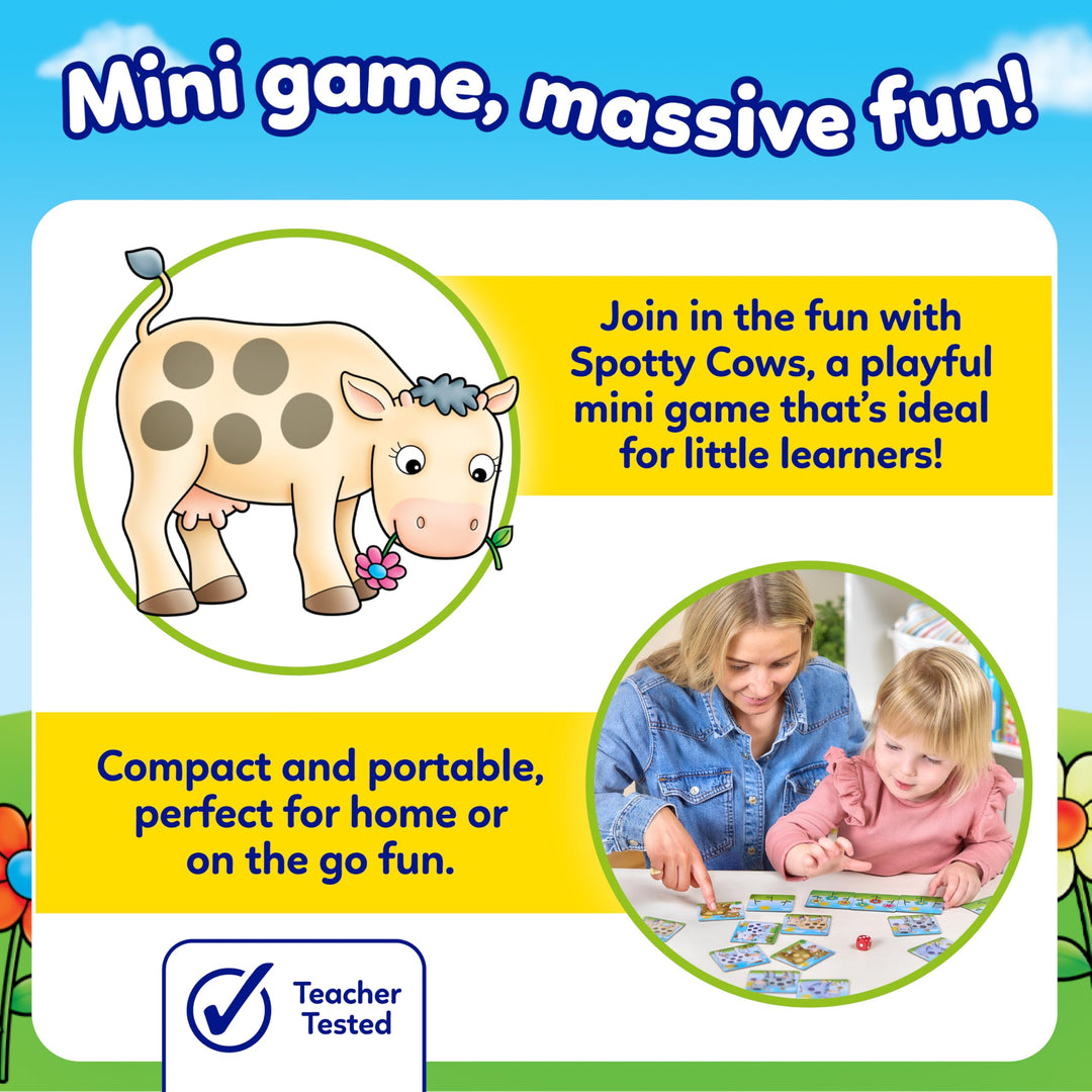 Orchard Toys Spotty Cows Mini Game – Number Matching Dice Game for Kids