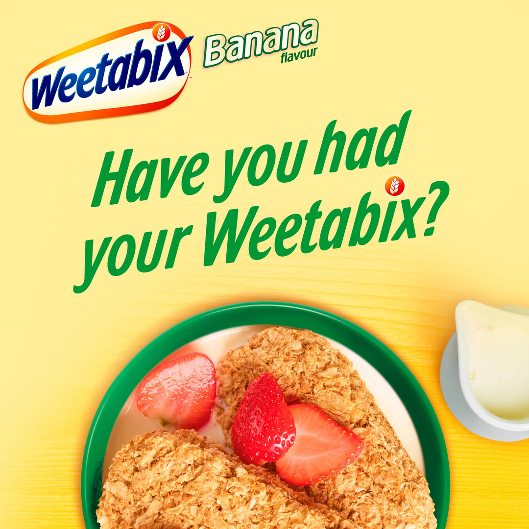 Weetabix Banana Cereal Biscuits, 375g - High Fibre Breakfast Biscuits, Low in Saturated Fat, Vegetarian Friendly