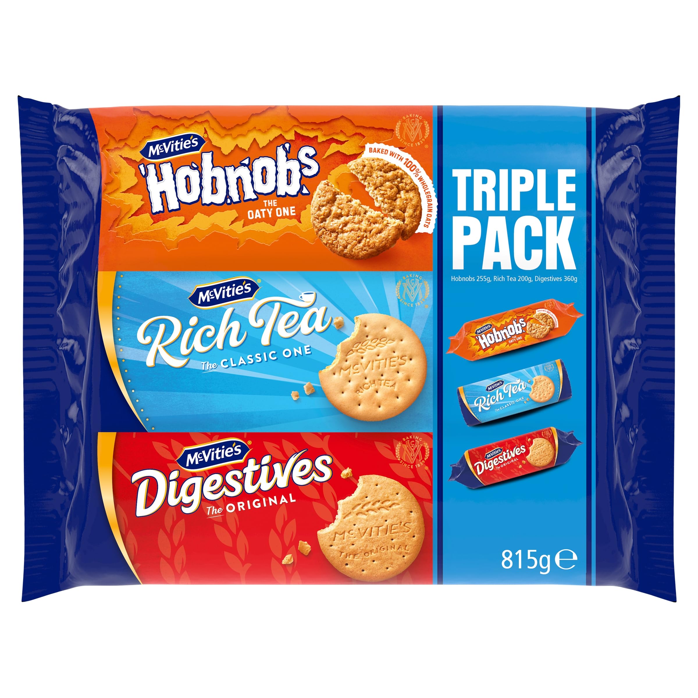 McVitie's Selection Triple Pack - Original Digestives, Rich Tea & HobNobs Biscuits 8