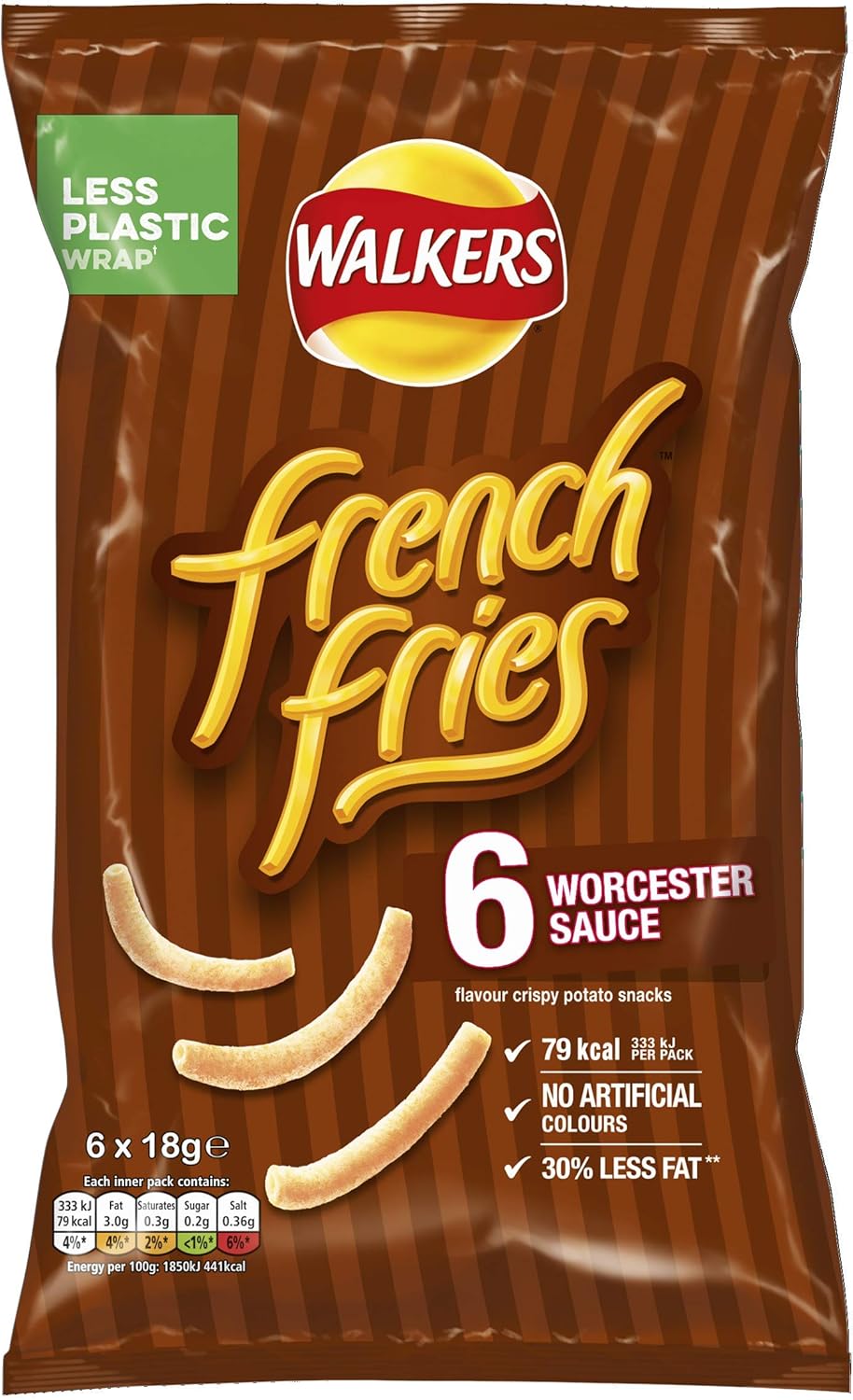 Walkers French Fries Worcestershire Sauce Flavour Multipack Crisps 6x18g