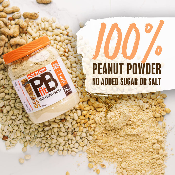 PBfit Pure Peanut Powder - No Added Sugar, 9g Plant Based Protein, 82% Less Fat
