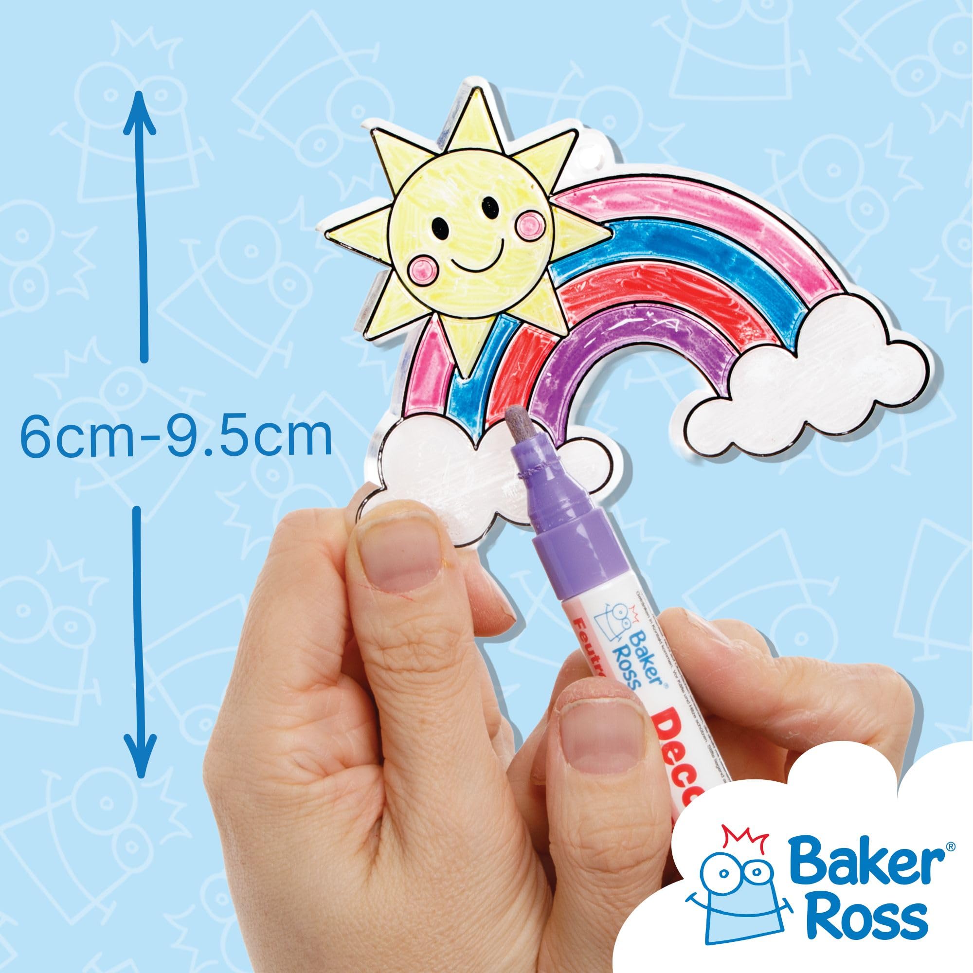 Baker Ross Rainbow Suncatcher Craft Kit - Pack of 10, Acrylic, Assorted Designs 3