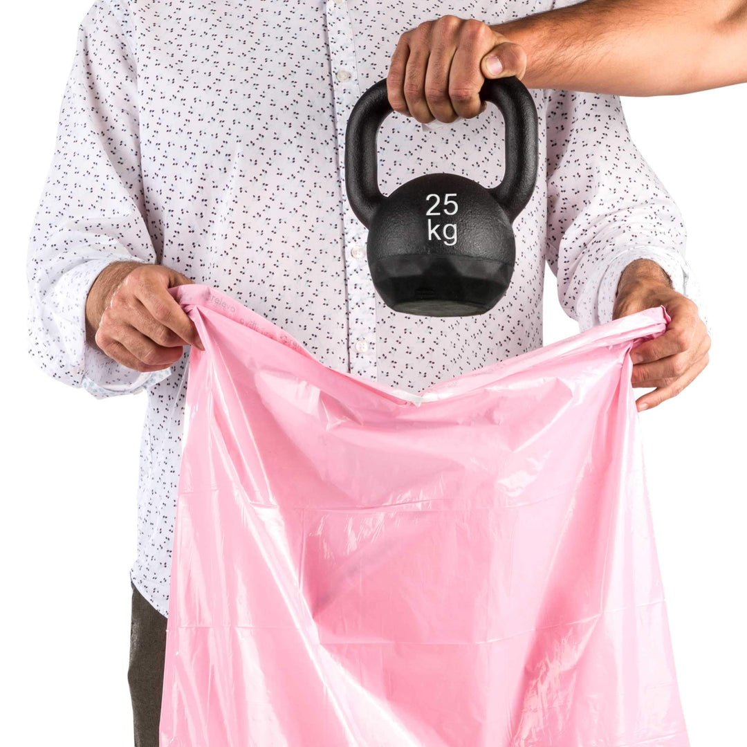 Relevo 30 Litre Scented Bin Liners – Pink Recycled Trash Bags with Drawstring, 45-Pack