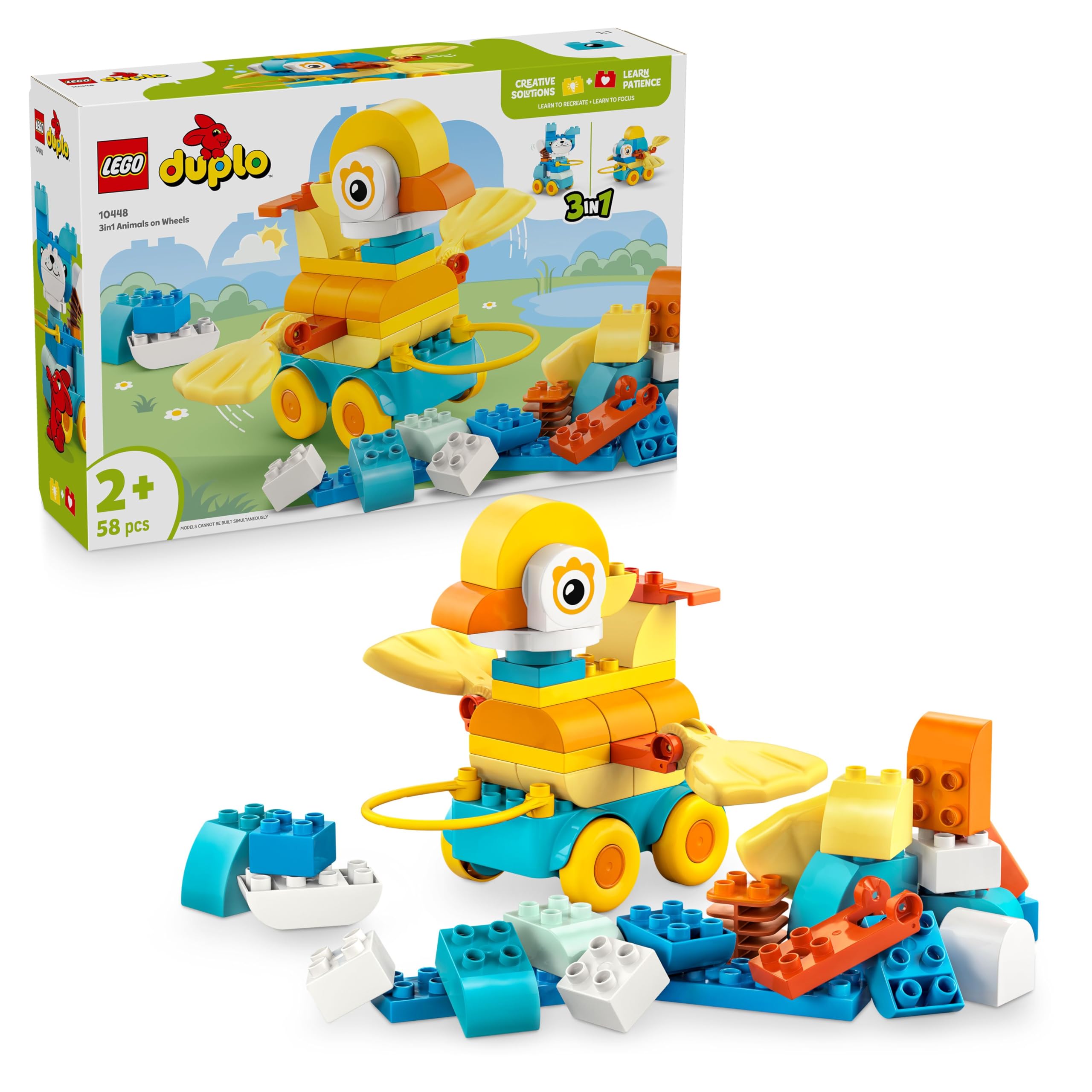 LEGO DUPLO 3in1 Animals on Wheels - Educational Building Toy for Toddlers 2+