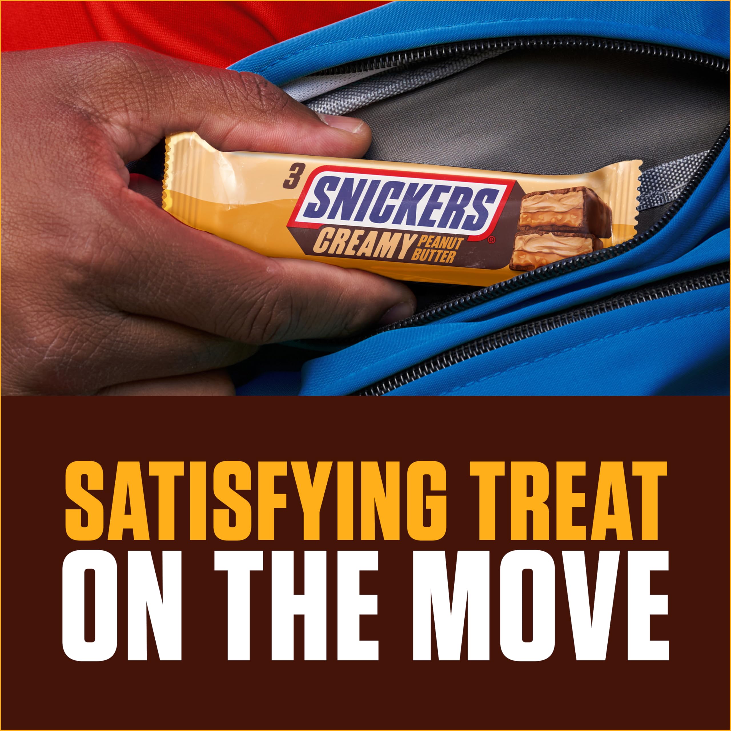 Snickers Creamy Peanut Butter Chocolate Trio Bar - Creamy Peanut Butter Filling | 54.75 g (Pack of 1) 5
