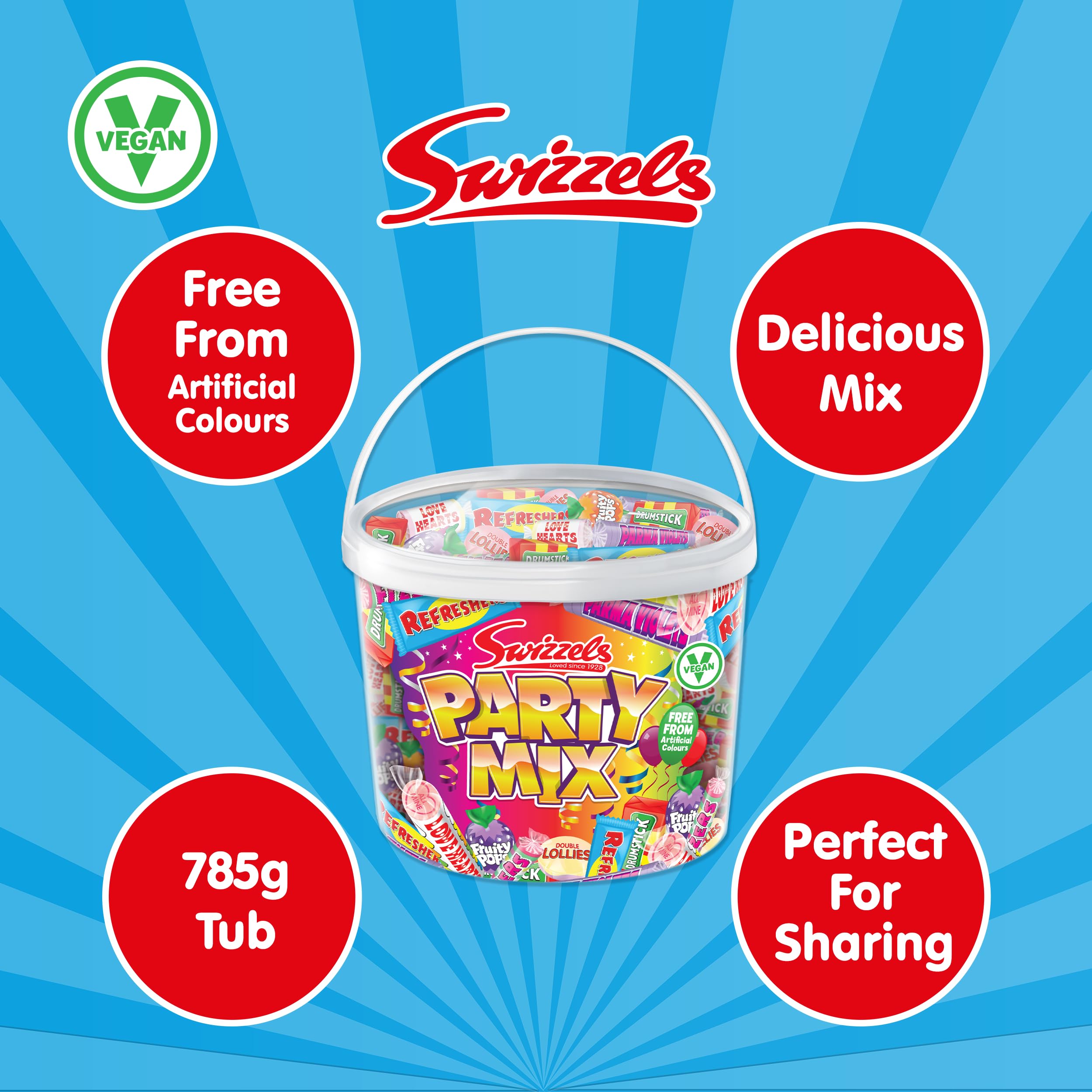 Swizzels Party Mix Dose 785 g – Retro-Süßigkeiten Großsortiment Vegan freundlich 3
