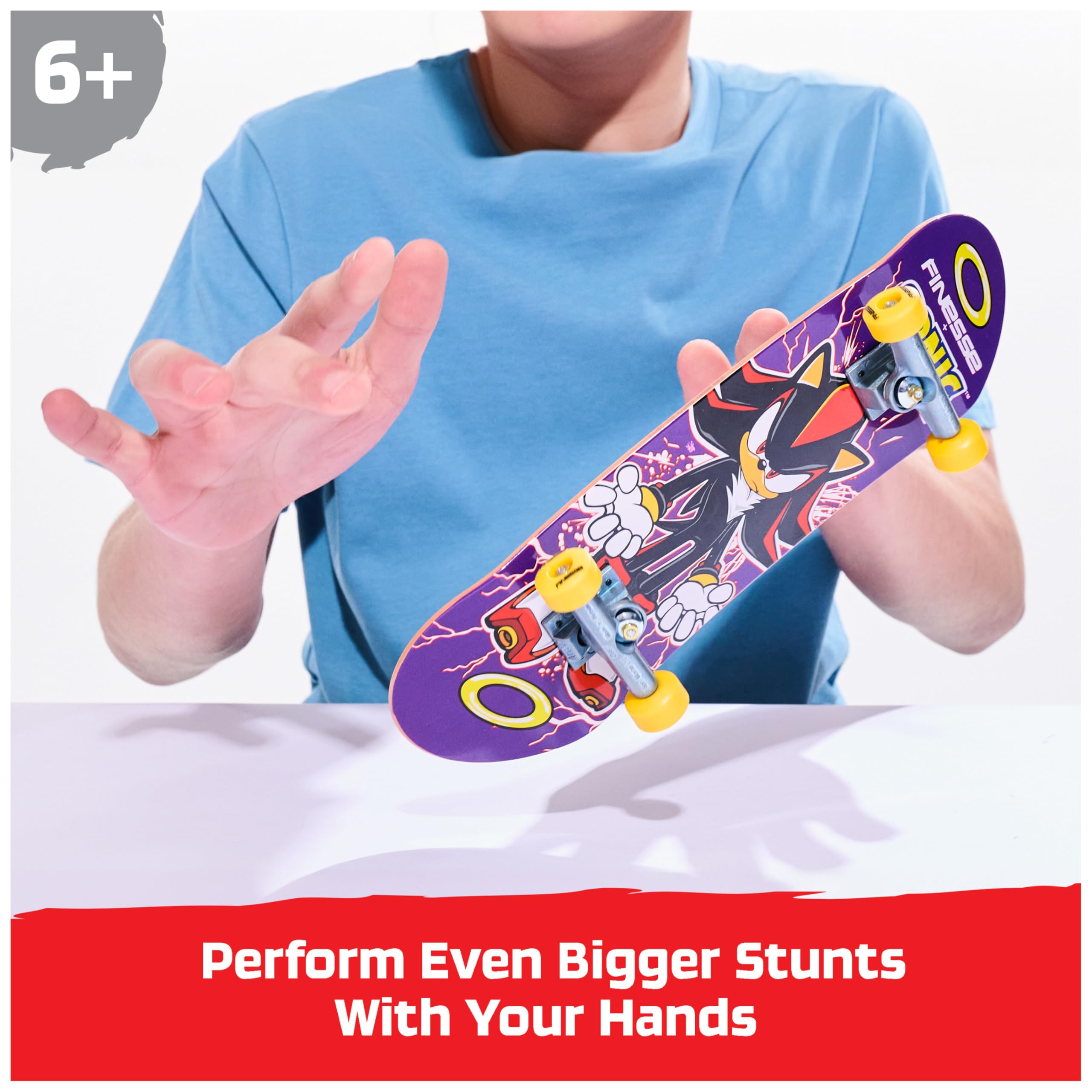 Tech Deck Finesse X Sonic Age 6+ Handboard | 9x Size Mini Skateboard | Die-Cast Trucks 6