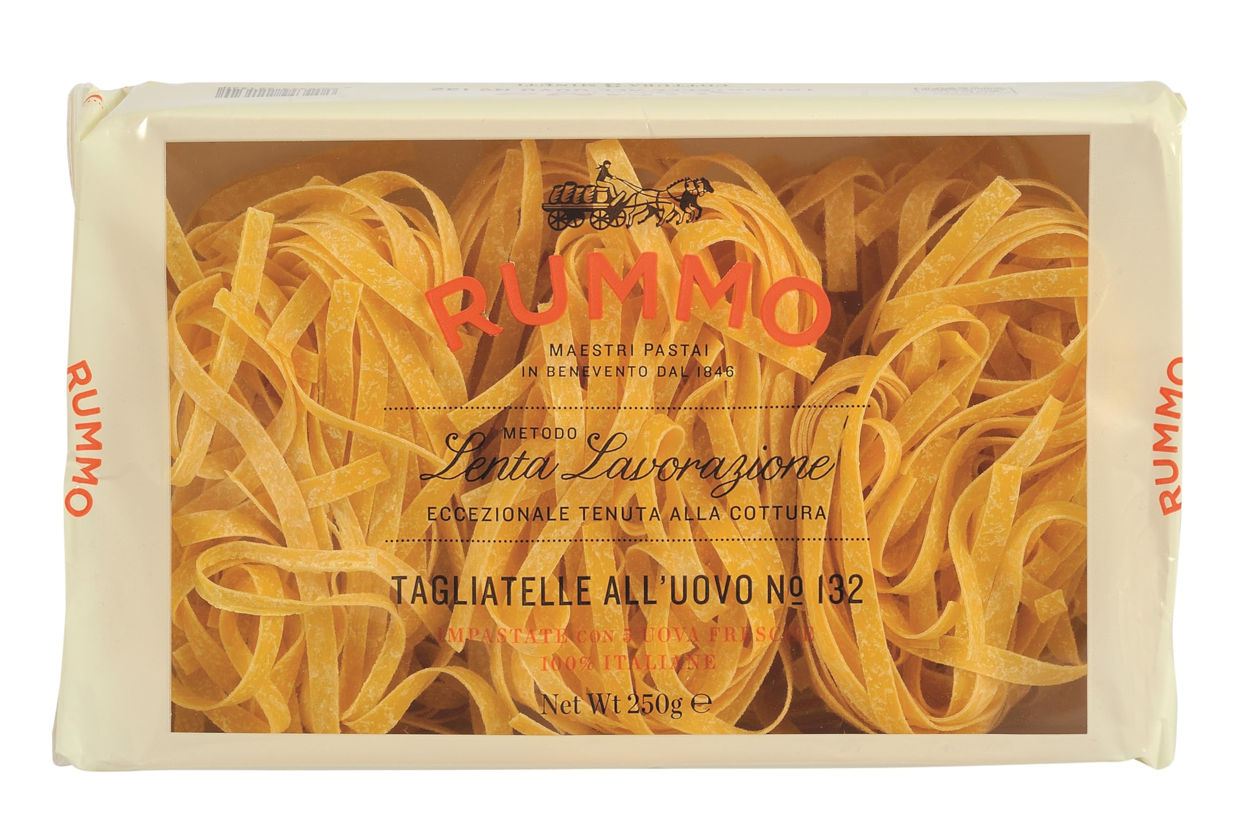 Rummo Tagliatelle All'Uovo No.132 Fresh Egg Pasta - 250 g Pack of 12 | Quick Cooking 1