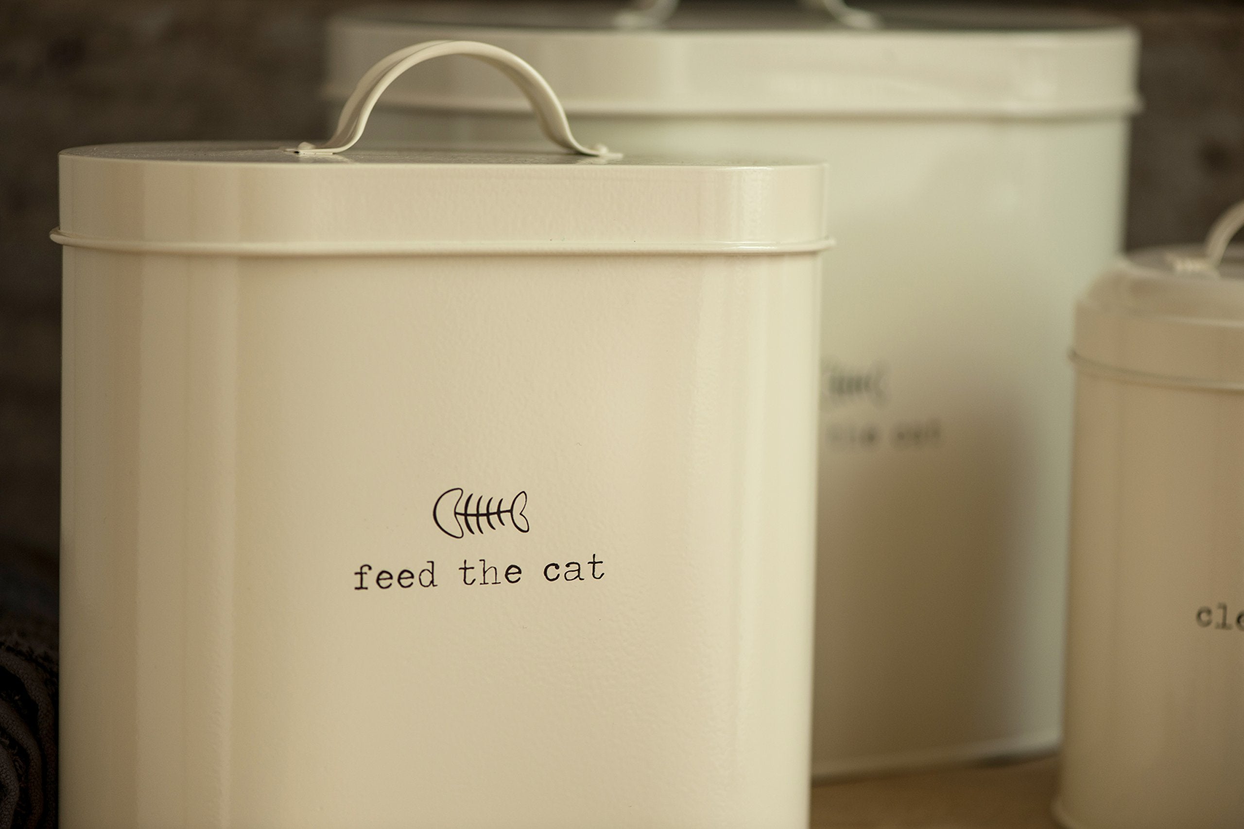 Premier Housewares Adore Pets Food Storage Bin - 2.8L Capacity | Galvanised Steel | Cream
