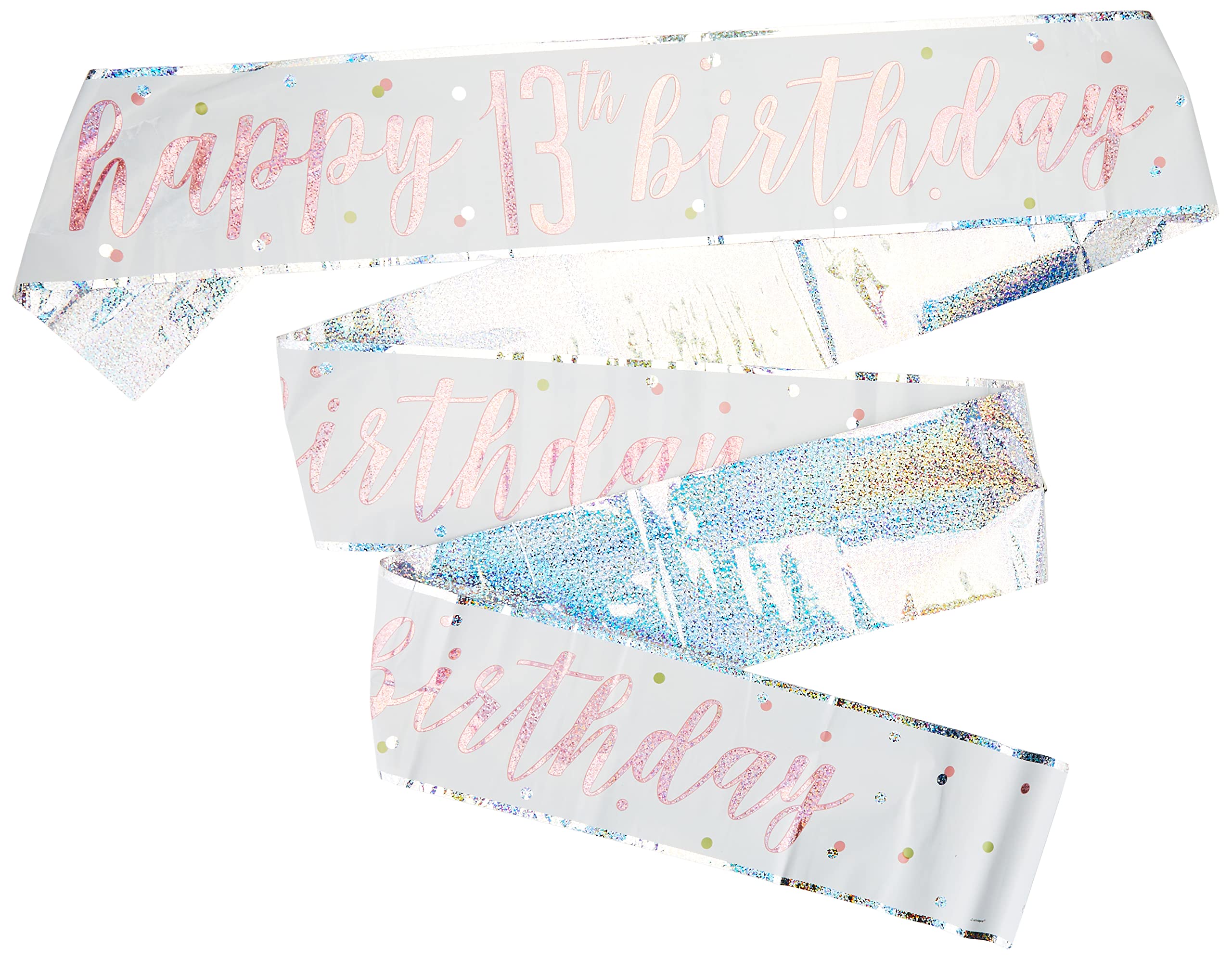 Unique - Rose Gold 13th Glitz Prism Birthday Banner (274cm) 2