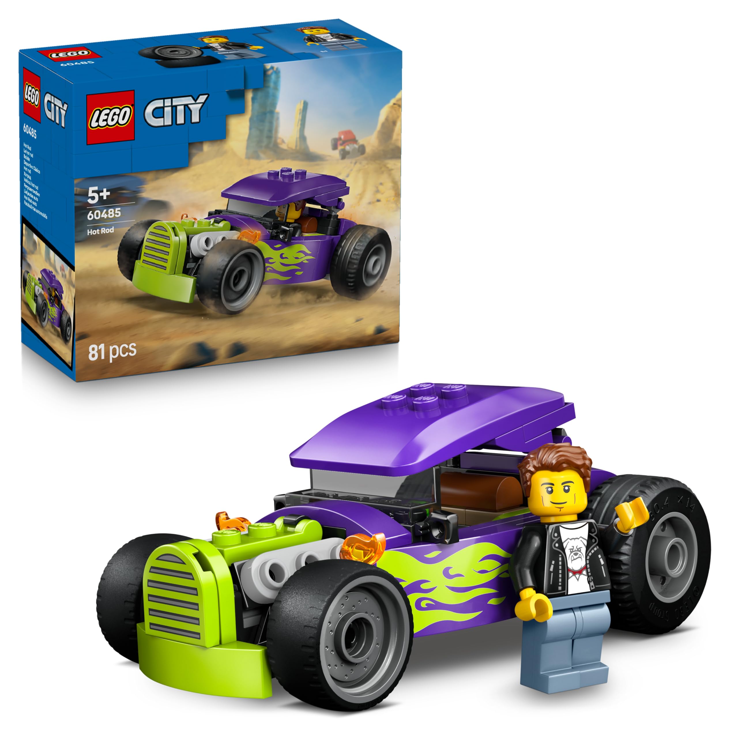 LEGO City Hot Rod Race Car Toy Set 60485 with Driver Minifigure | Ages 5+ 1