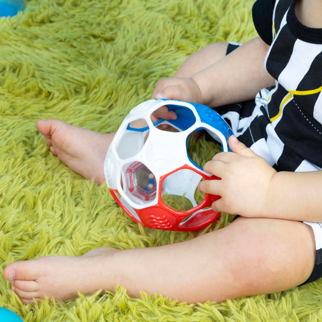Bright Starts Oball Grippin' Goals Rattle Football - Easy-Grasp Toy for Newborn & Up