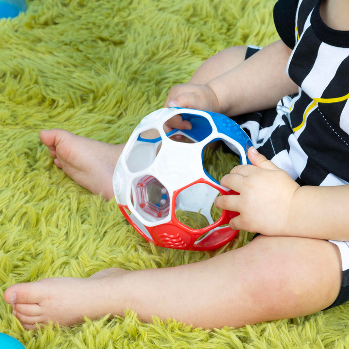 Bright Starts Oball Grippin' Goals Rattle Football - Easy-Grasp Toy for Newborn & Up