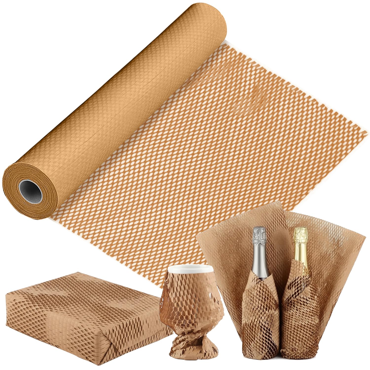 EPACKAGING Honeycomb Cushioning Wrap Roll - Eco-Friendly Kraft Paper for Gifting & Shipping | 30cm x 30m, Brown