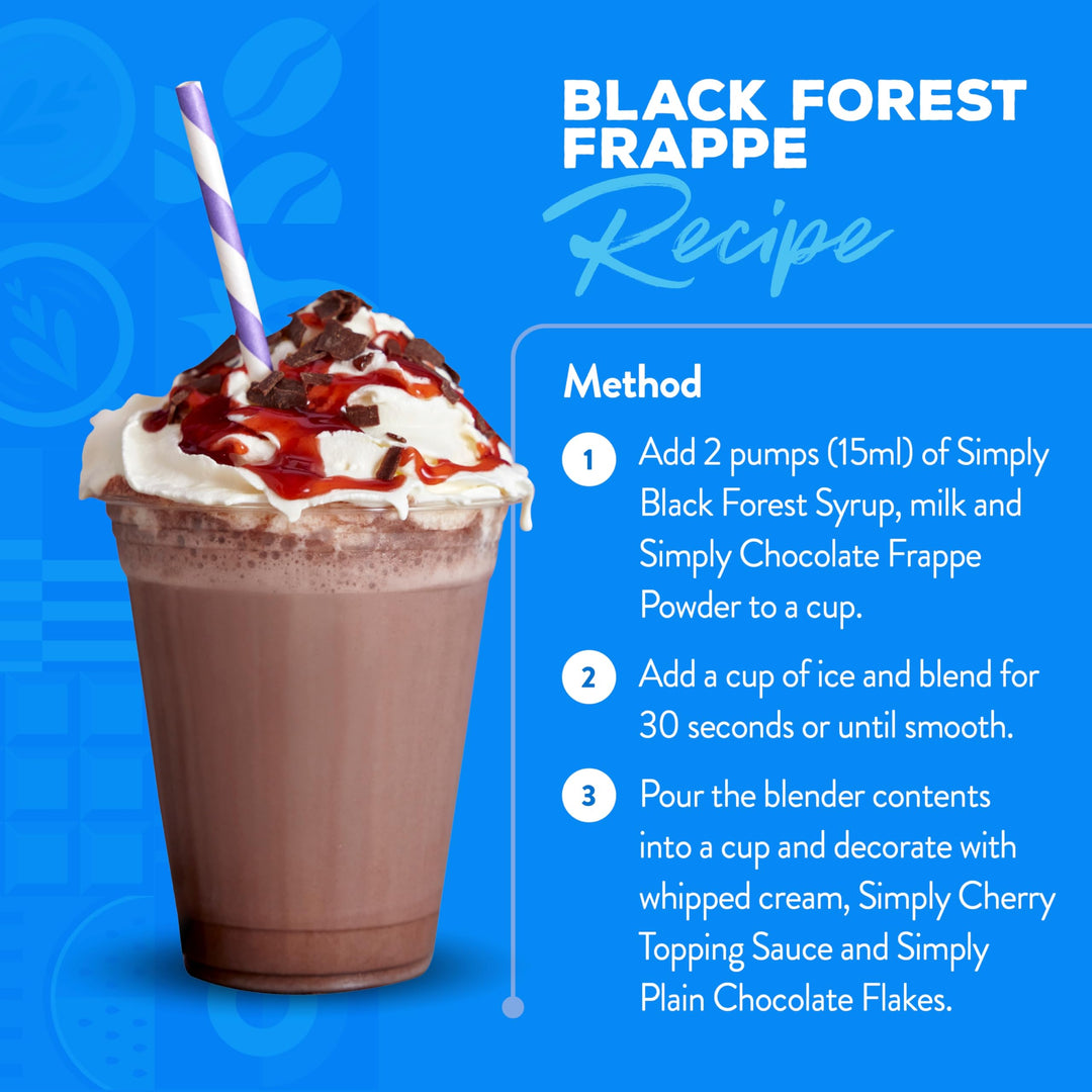 Simply - Black Forest Syrup Vegan & Nut Free Flavoured Syrup for Coffee, Cocktails & Baking