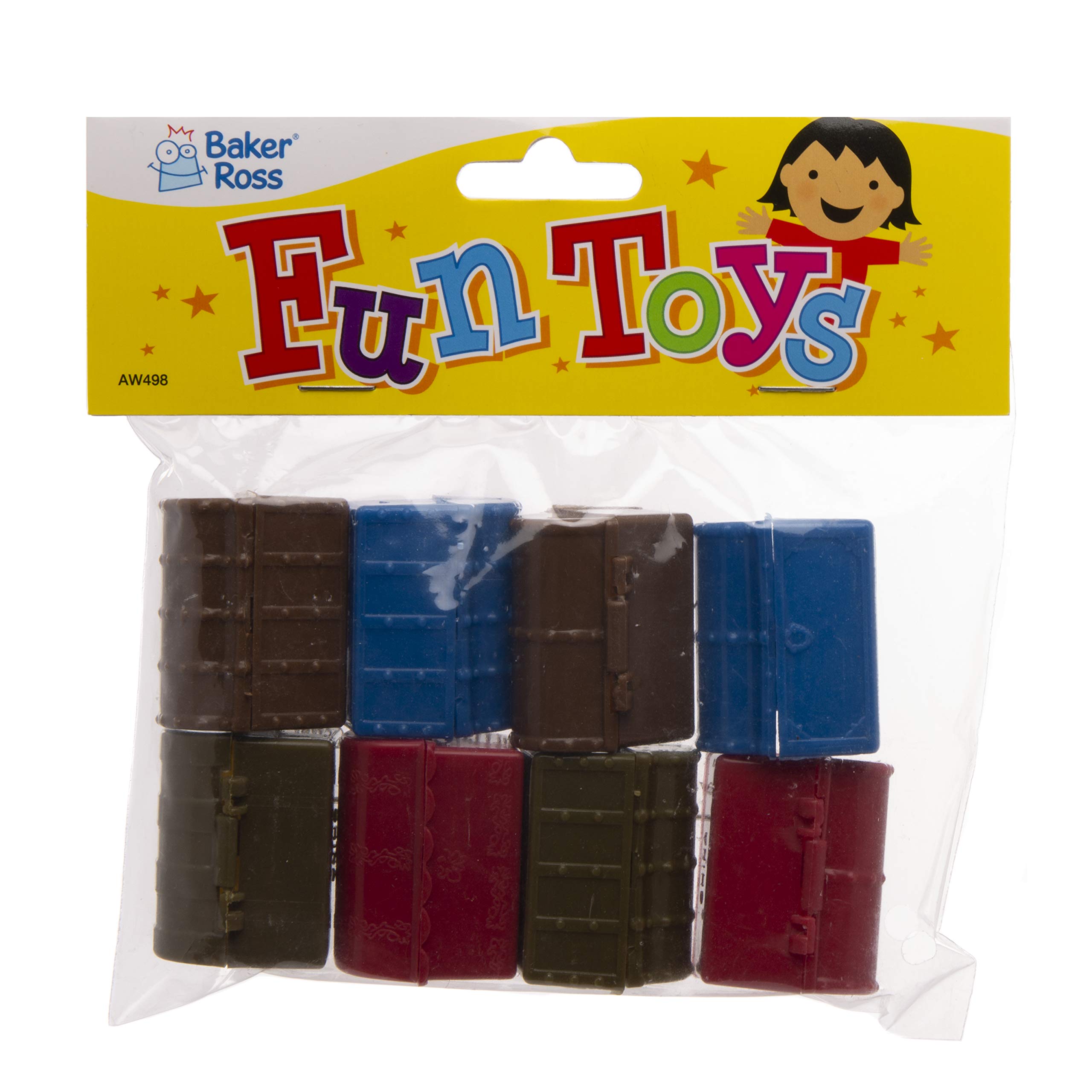 Baker Ross Mini Treasure Chests (Pack of 8) - Plastic Pirate Party Bag Fillers | Assorted Colours 6